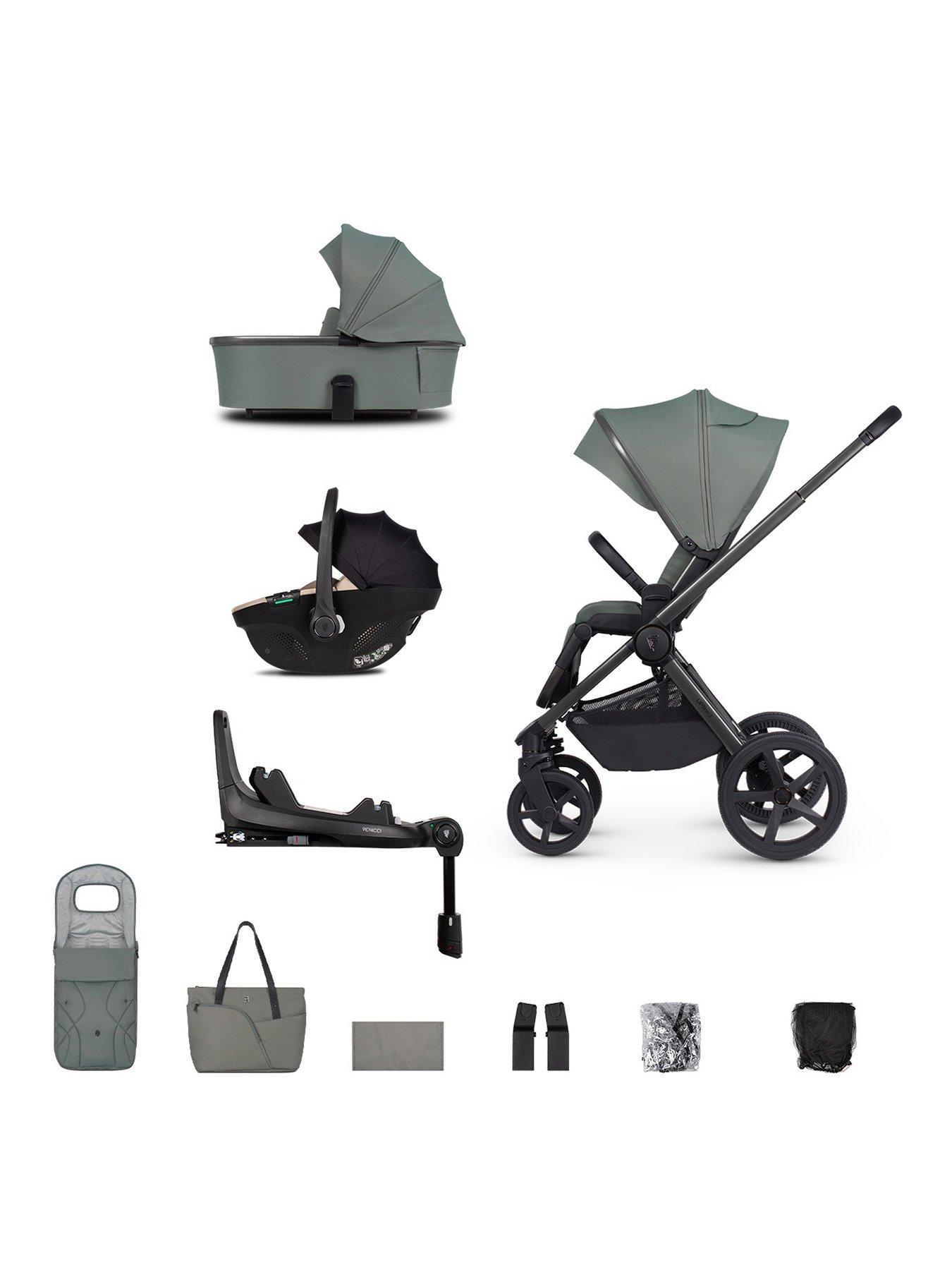 Venicci Upline 2 - 3in1 Bundle plus Tiago Beige Car Seat and 360 Base - Aloe