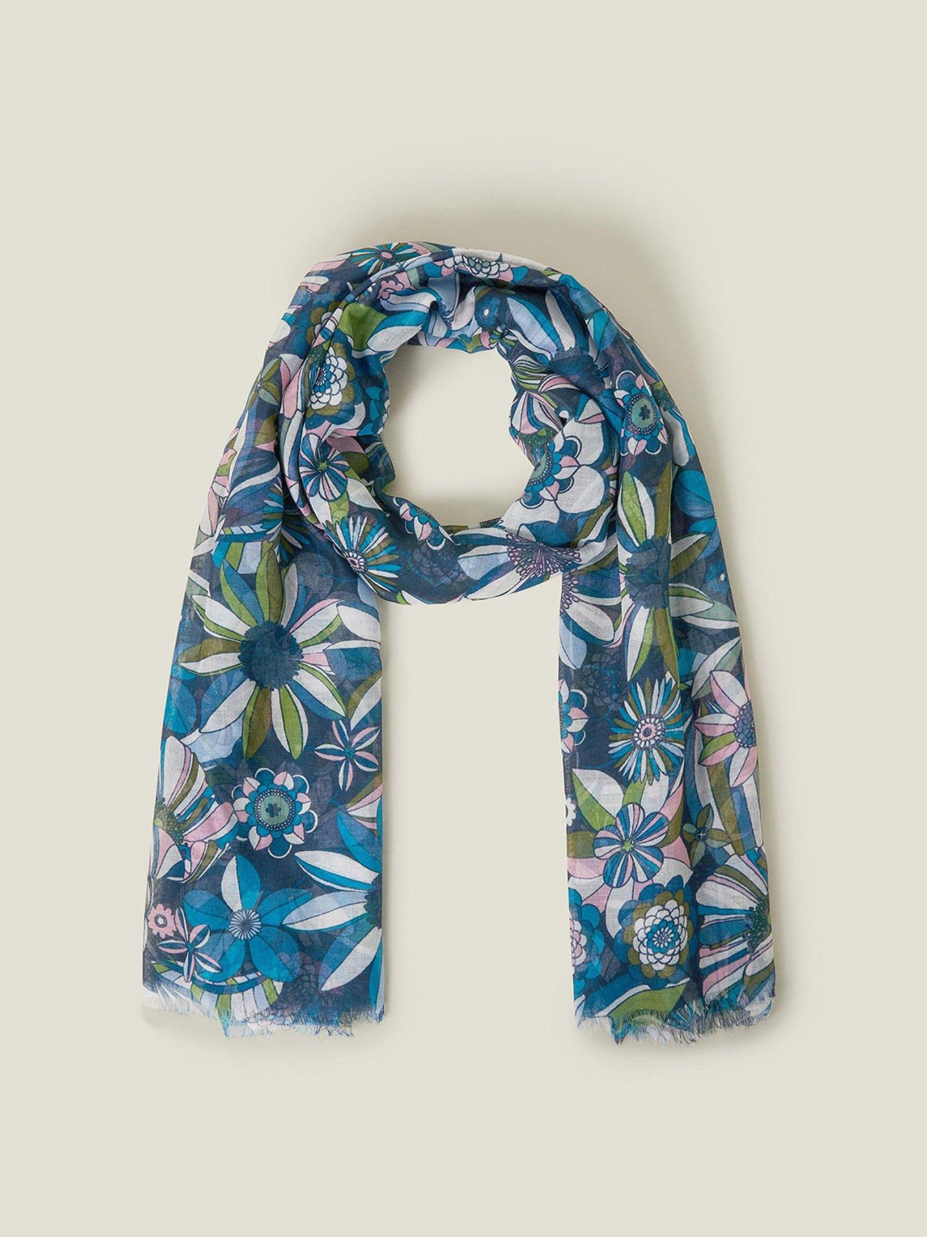 undefined Gemma Geo Floral Scarf - Blue