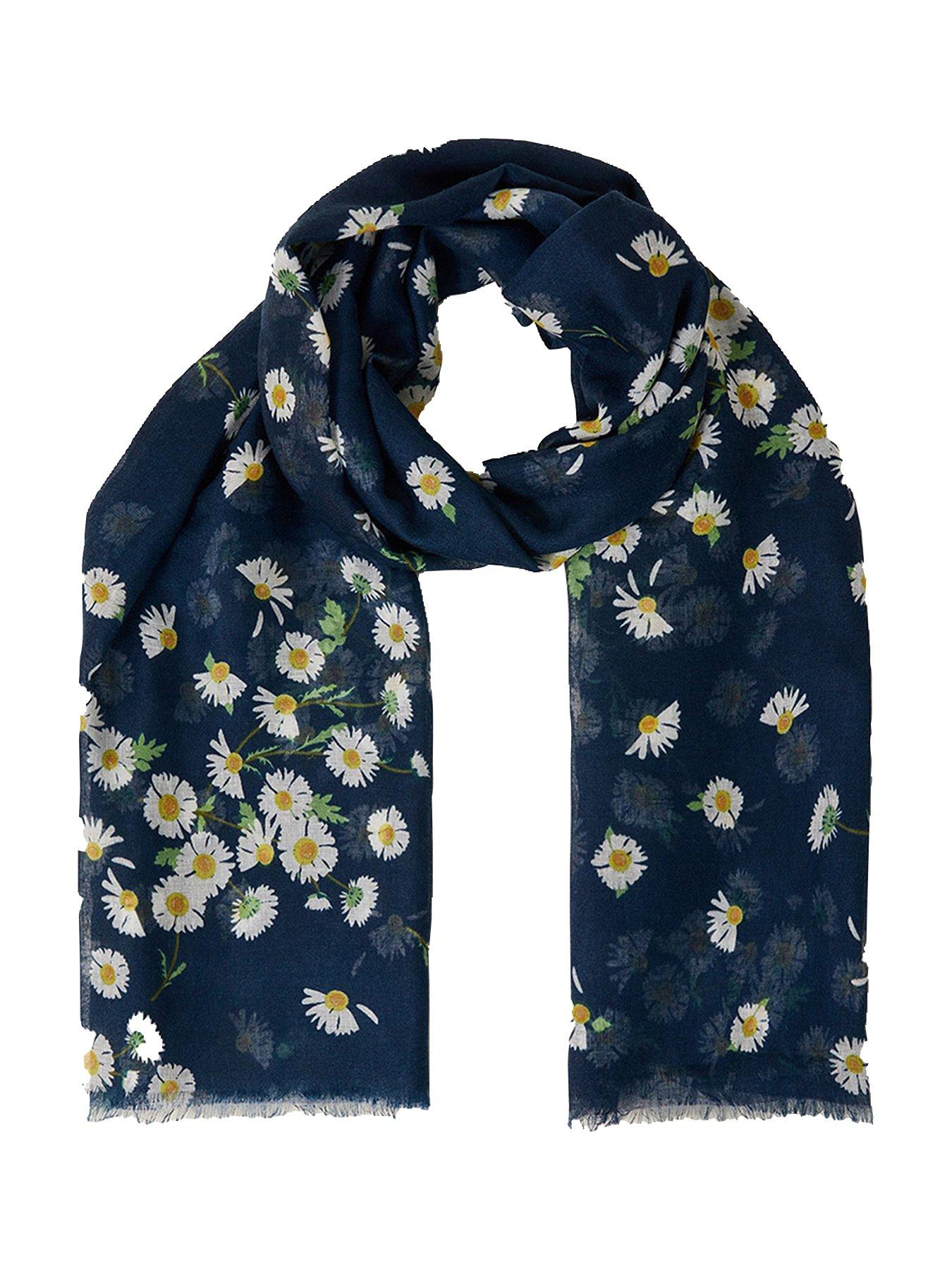 undefined Sienna Scatter Daisy Scarf - Navy