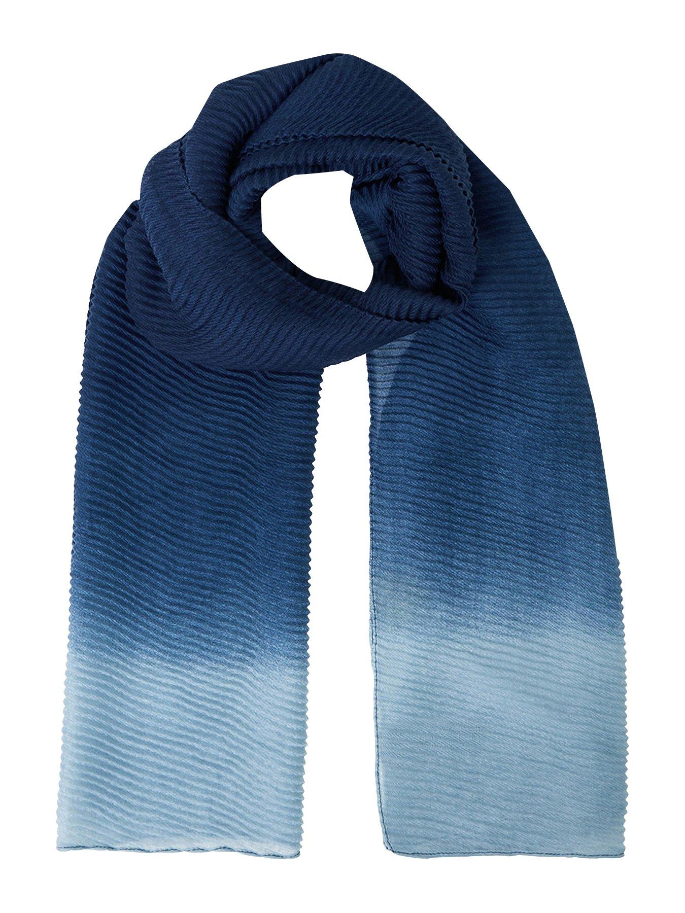 undefined Ombre Pleat Scarf - Navy