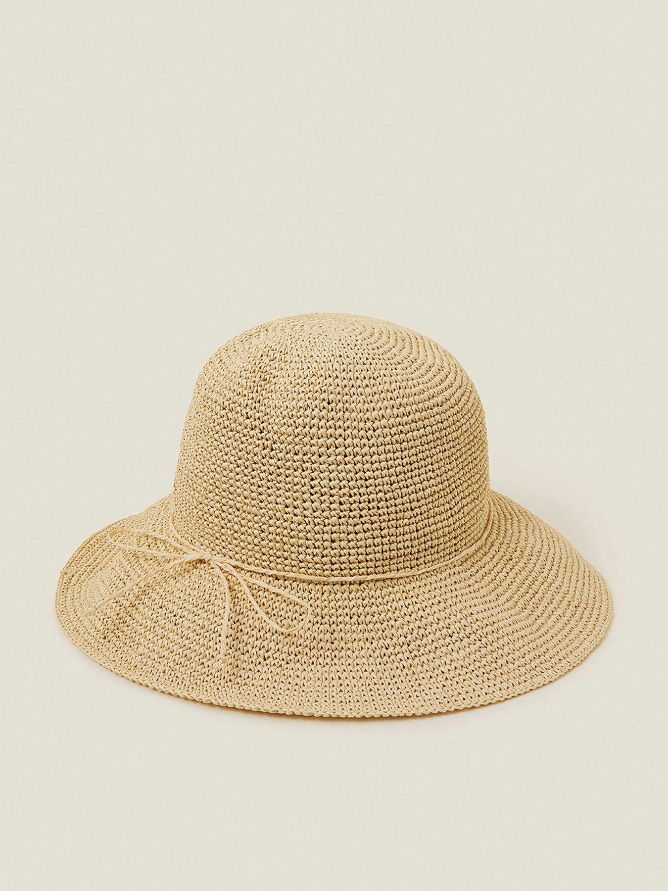 Image 1 of 4 of Accessorize Straw Bucket Hat - Natural