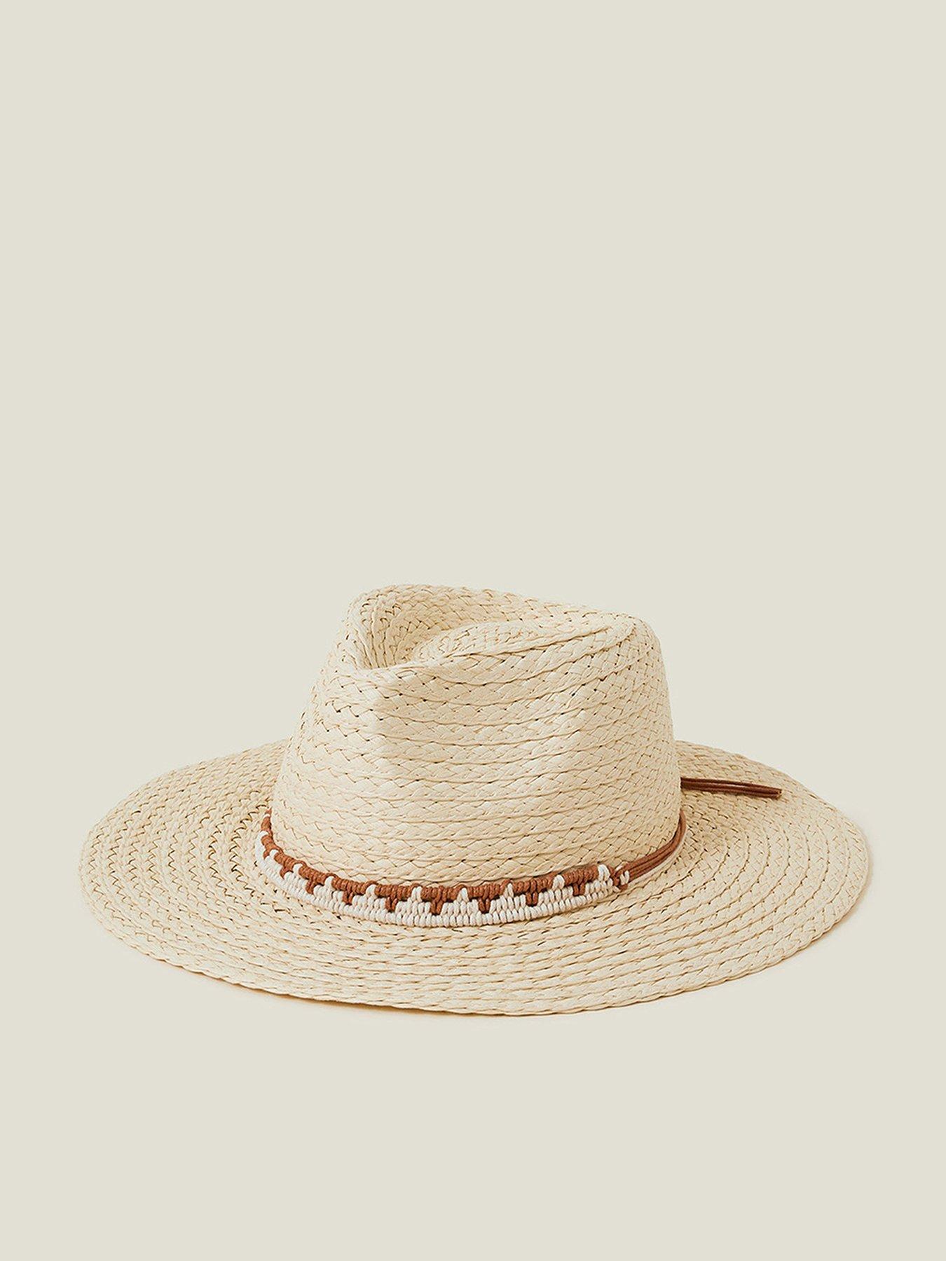 Image 1 of 4 of Accessorize Western Straw Fedora Hat - Natural