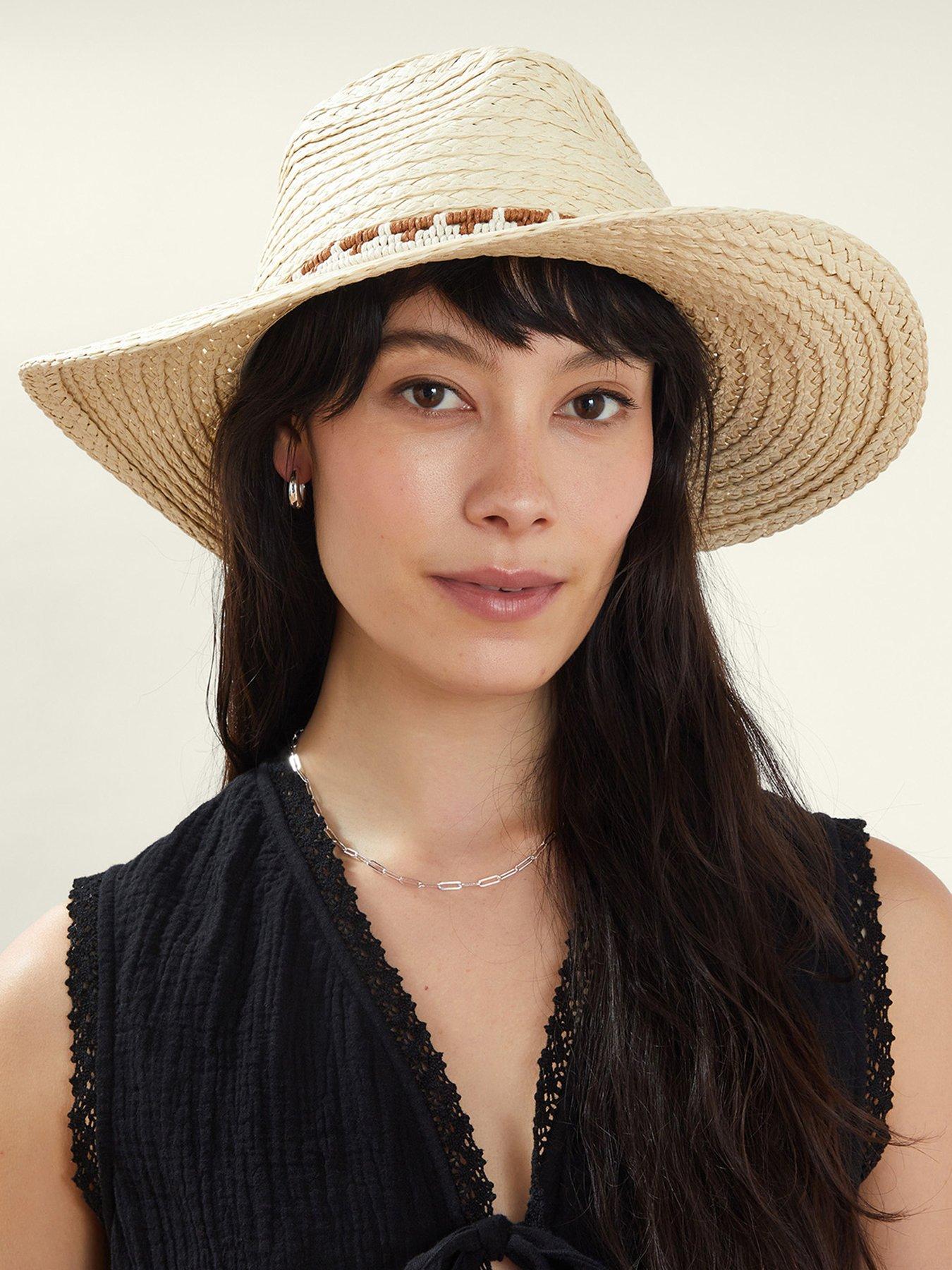 Image 2 of 4 of Accessorize Western Straw Fedora Hat - Natural