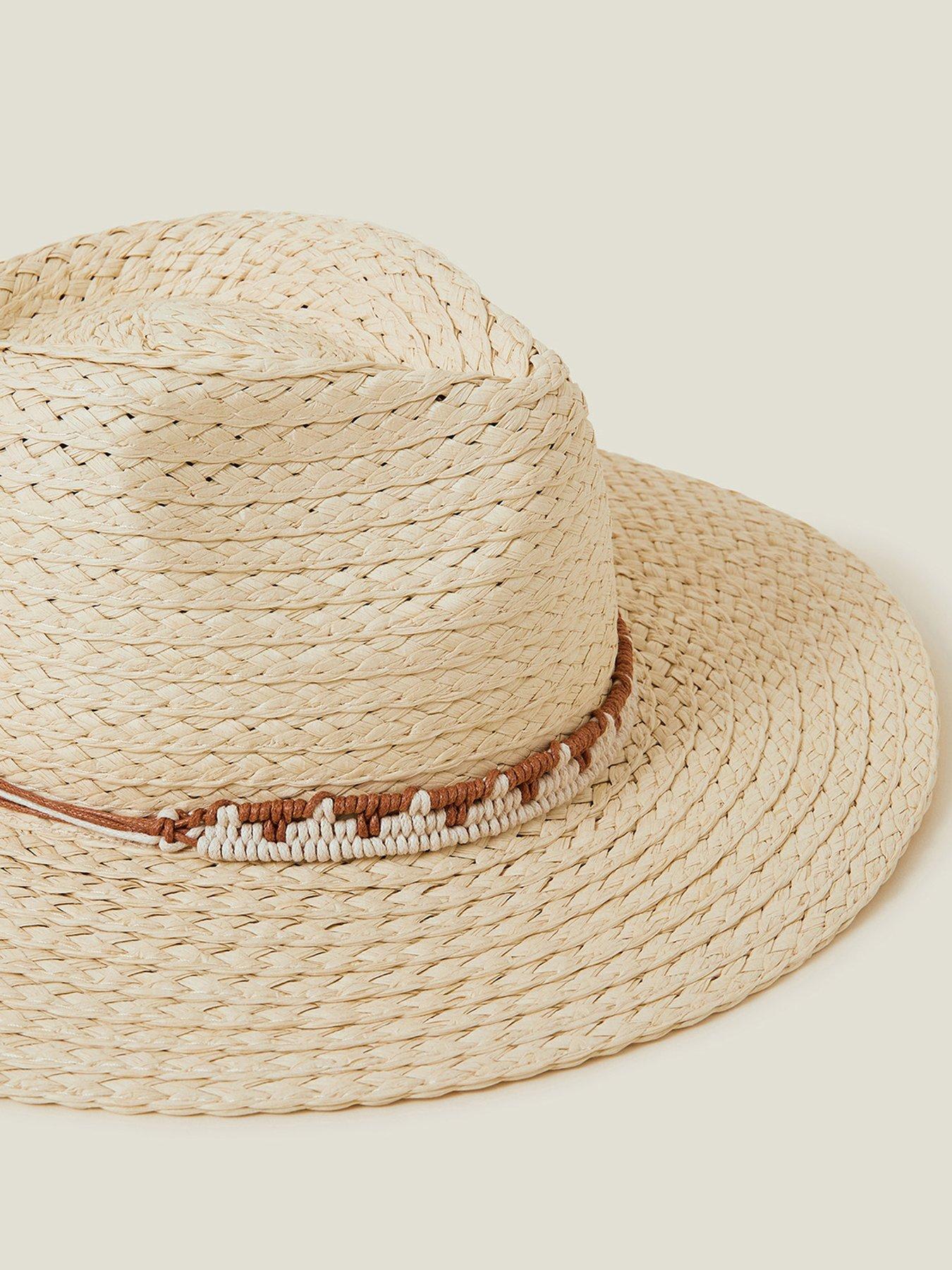 Image 4 of 4 of Accessorize Western Straw Fedora Hat - Natural