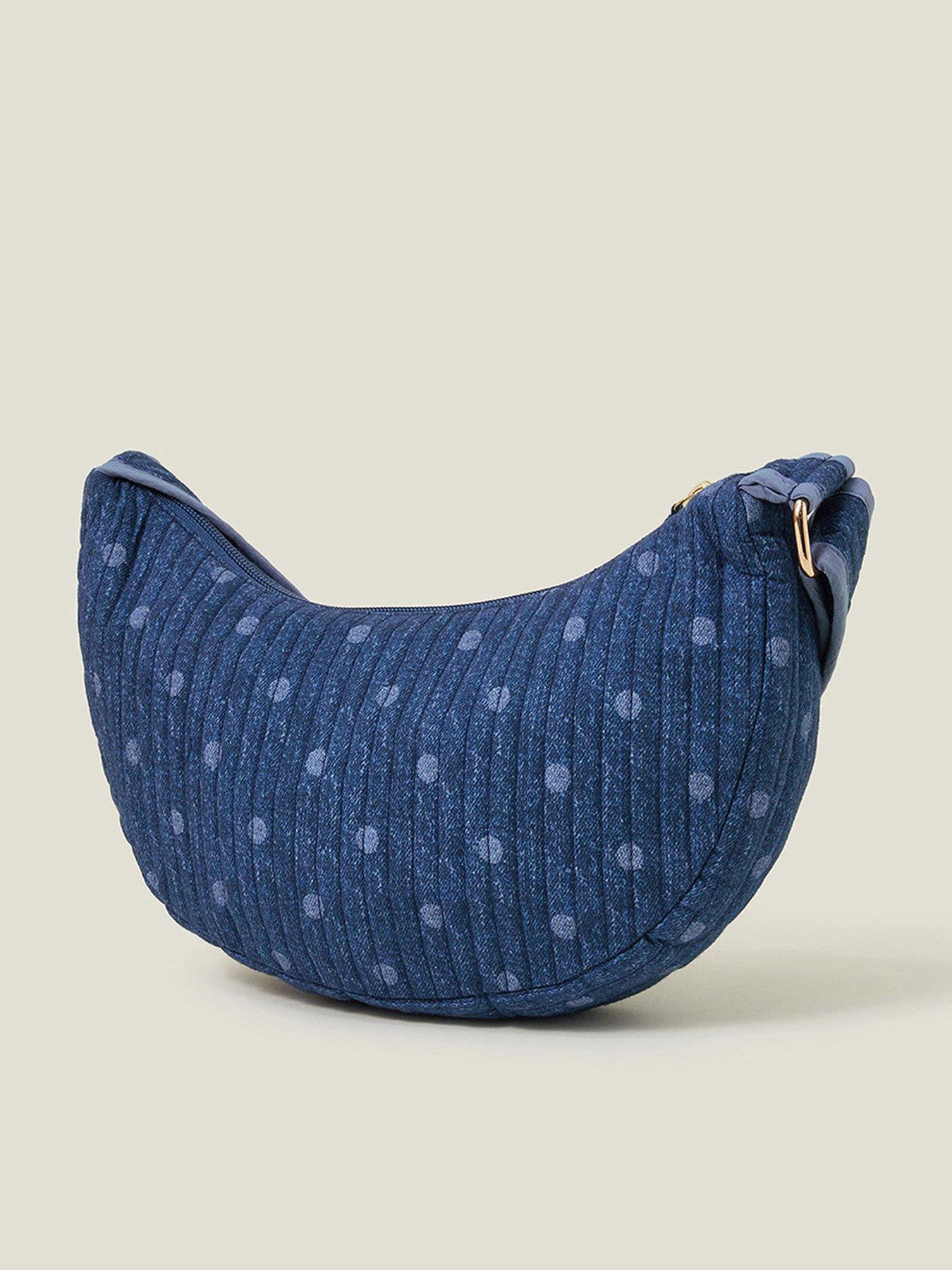 Image 3 of 5 of Accessorize Polka Dot Denim Slingbag - Blue