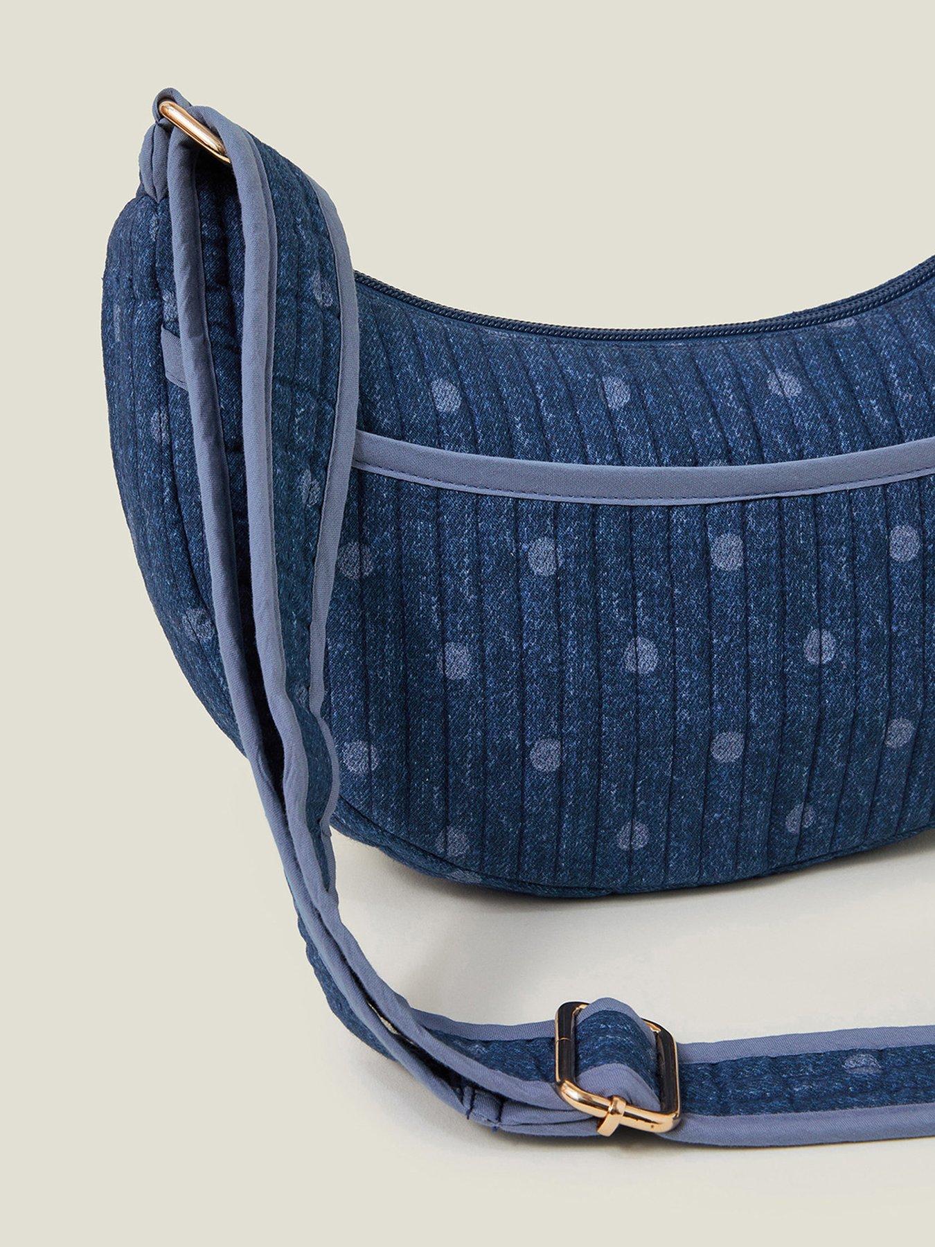 Image 4 of 5 of Accessorize Polka Dot Denim Slingbag - Blue