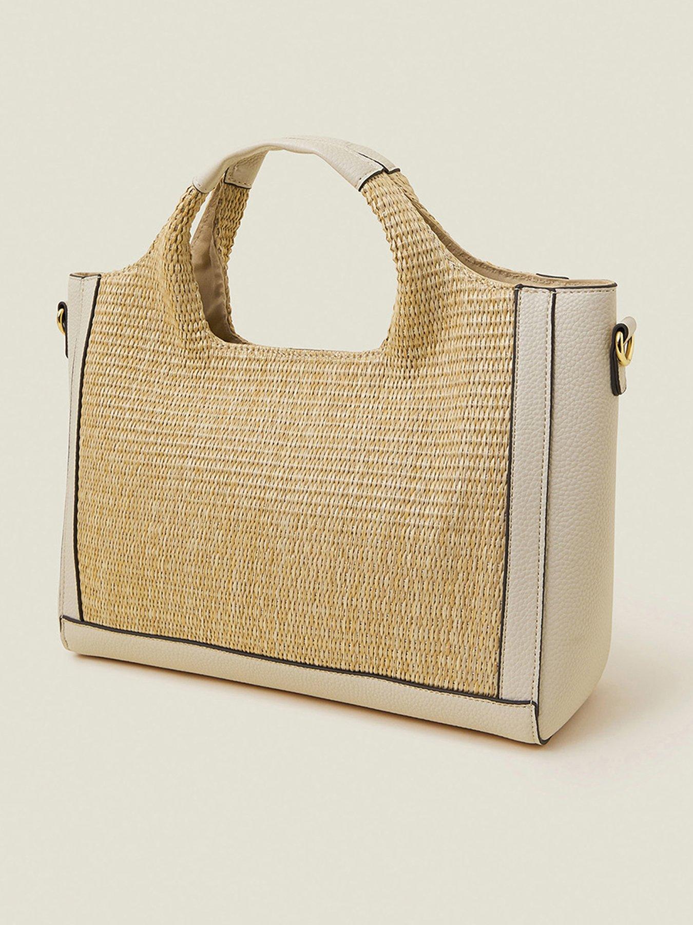 Image 3 of 5 of Accessorize Woven Handheld Bag - Cream