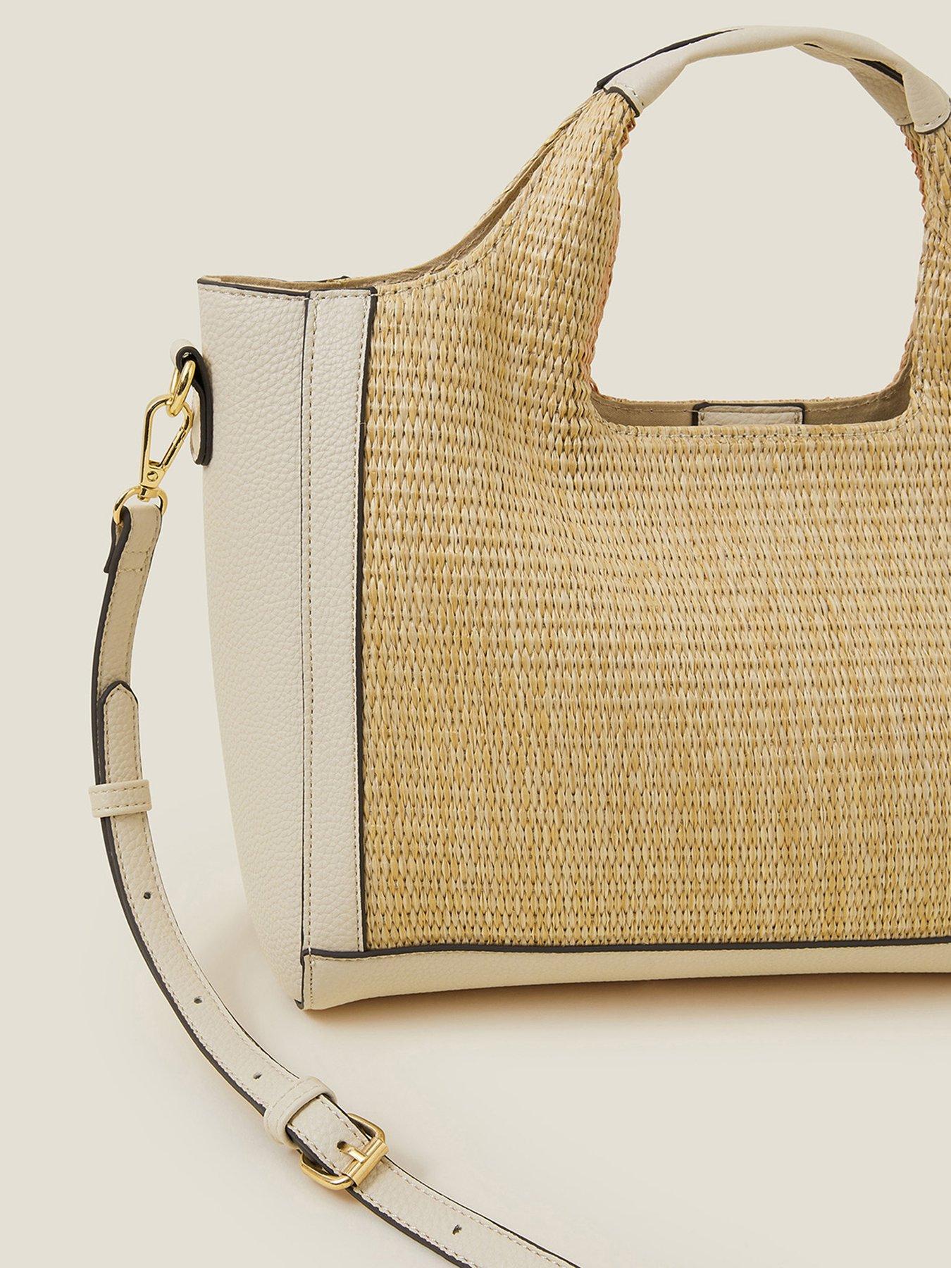 Image 4 of 5 of Accessorize Woven Handheld Bag - Cream
