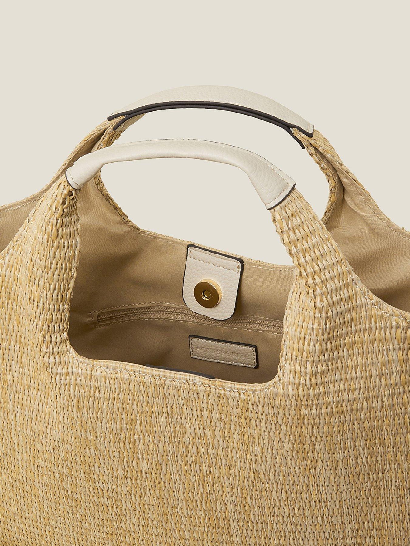 Image 5 of 5 of Accessorize Woven Handheld Bag - Cream