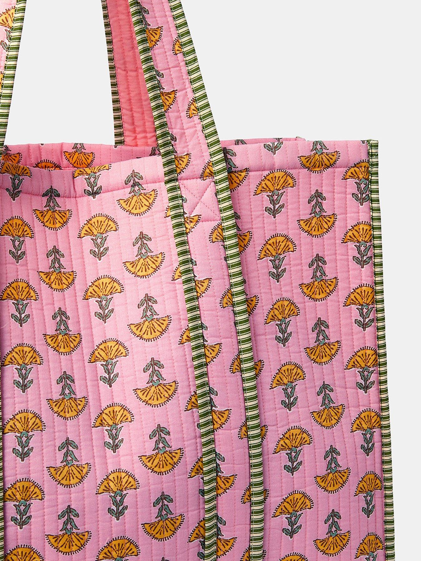 Image 3 of 4 of Accessorize Block Print Quilted Tote Bag - Pink