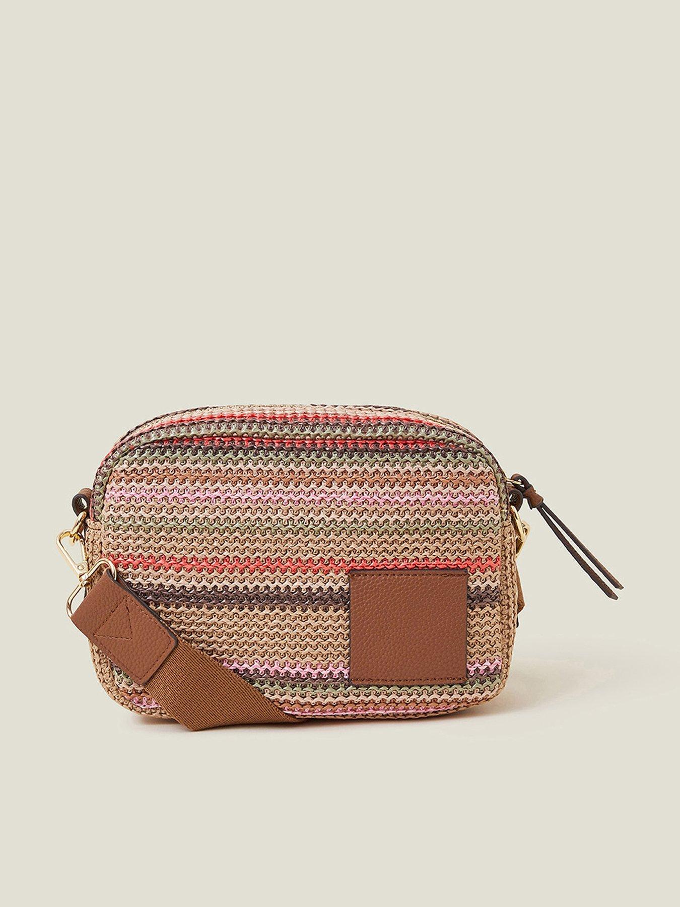 Leather & Raffia Camera Bag