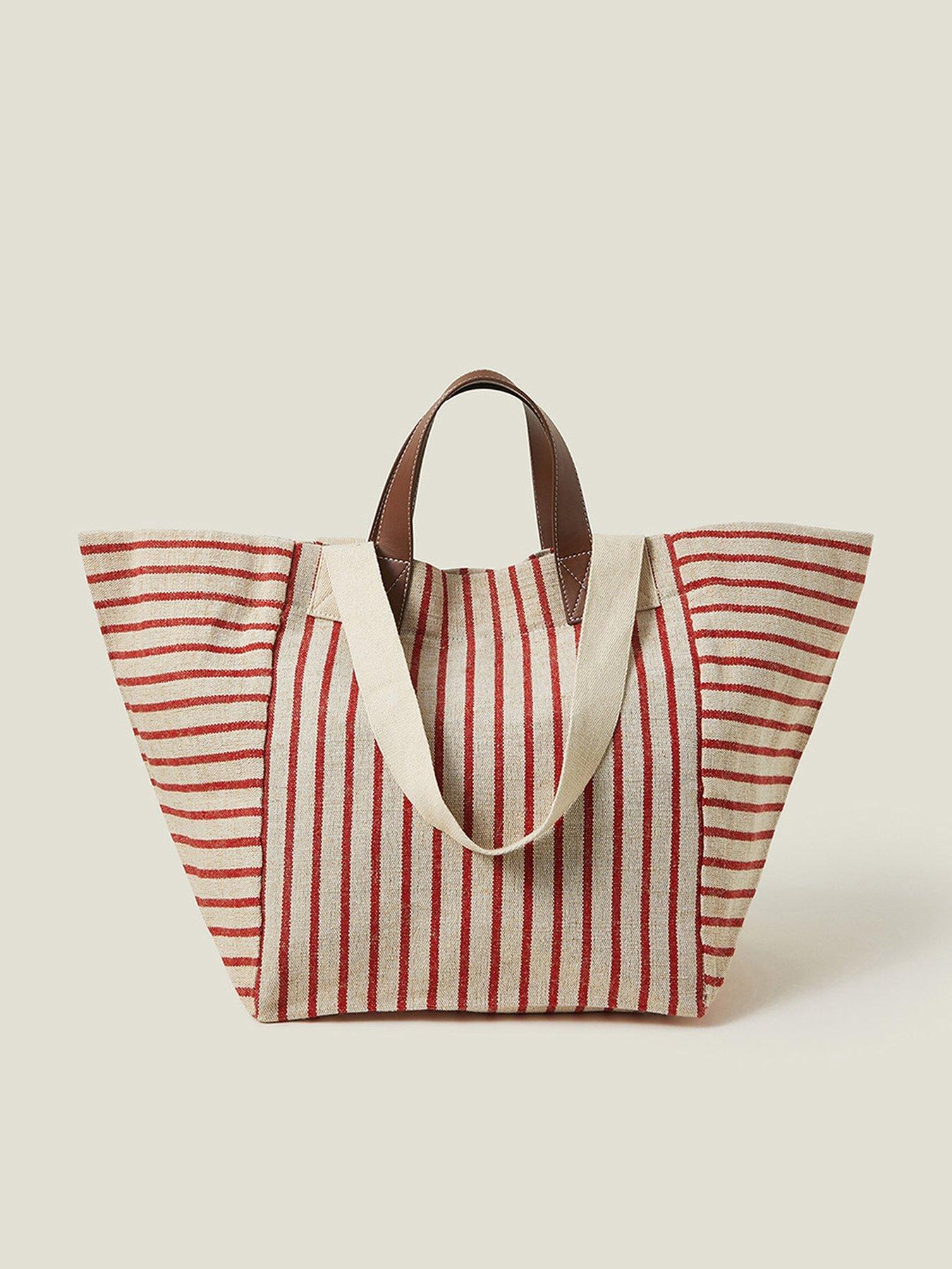 undefined Large Stripe Tote Bag - Red