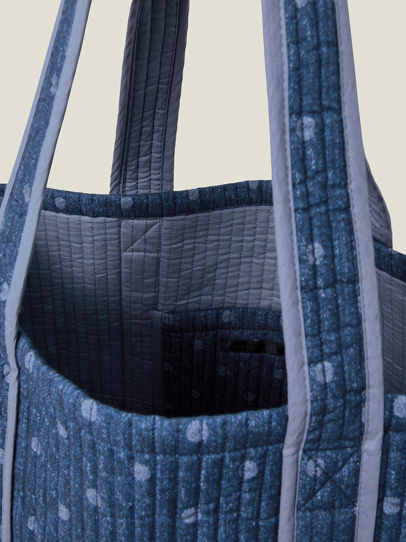 Image 5 of 5 of Accessorize Polka Dot Denim Shopper - Blue