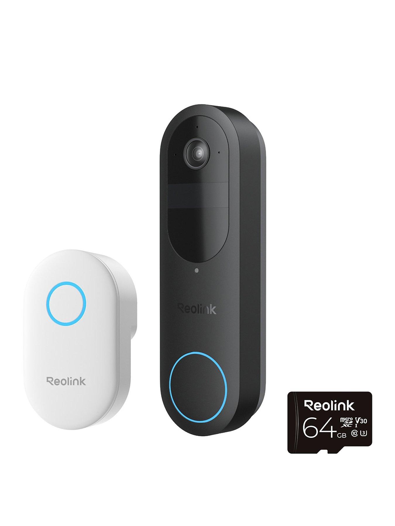 Reolink 2K 4MP Battery Doorbell, Smart Detection  &  Chime Included, 2.4/5GHz WiFi, Night Vision, 2-Way Talk D340B with Chime + 64GB SD Card