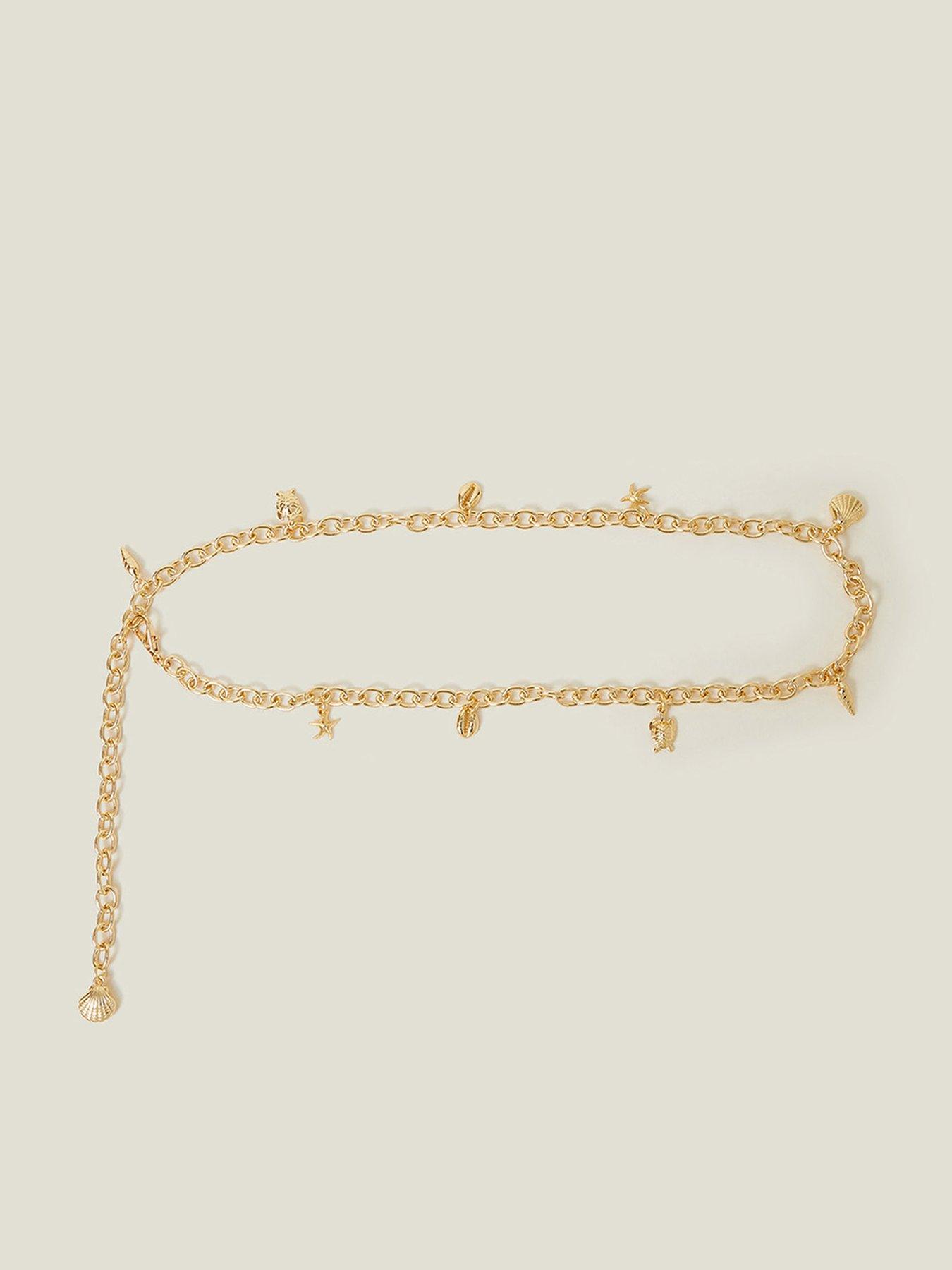 Image 1 of 3 of Accessorize Shell Chain Belt - Gold