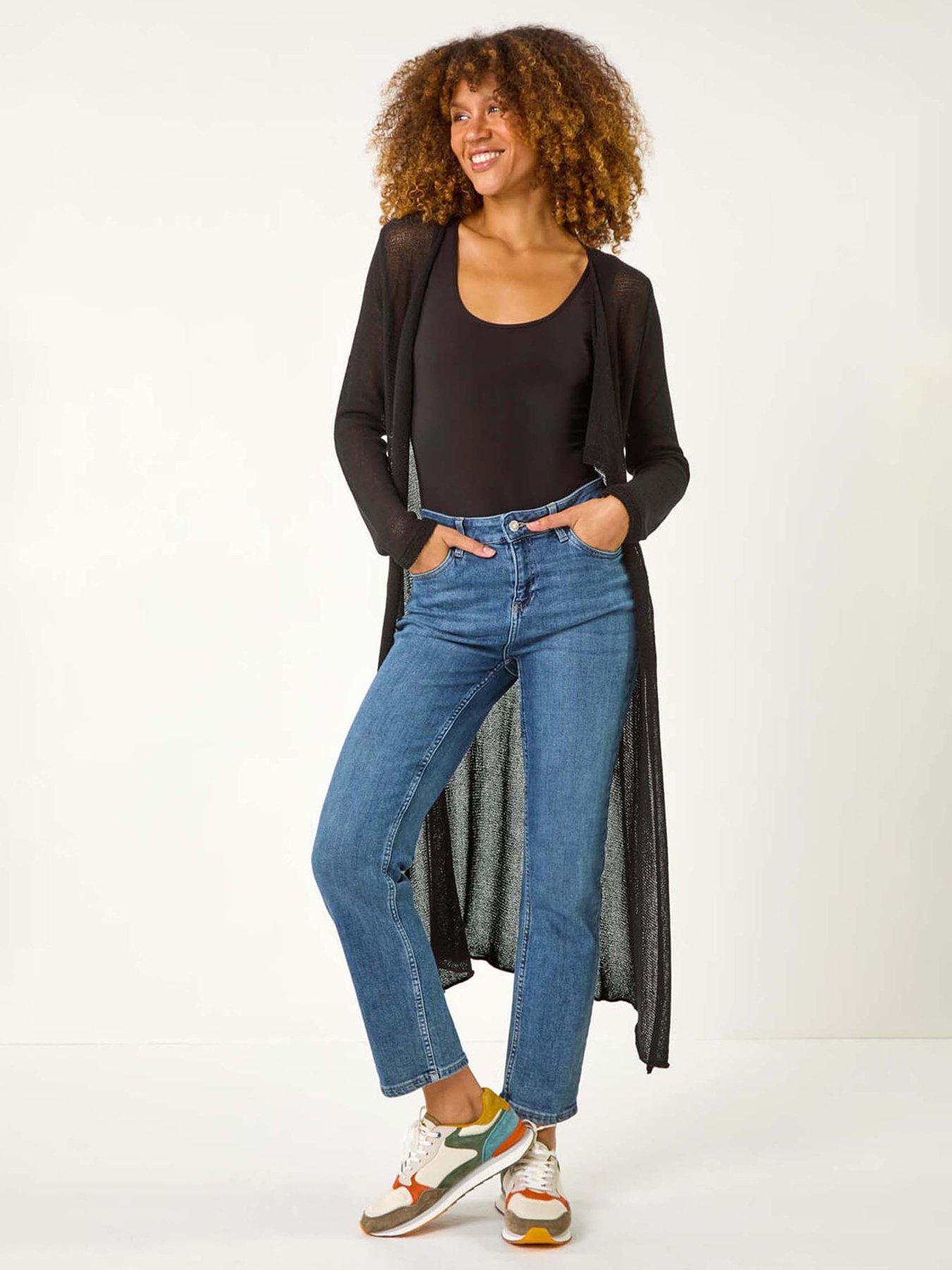 undefined Waterfall Knit Longline Cardigan - Black