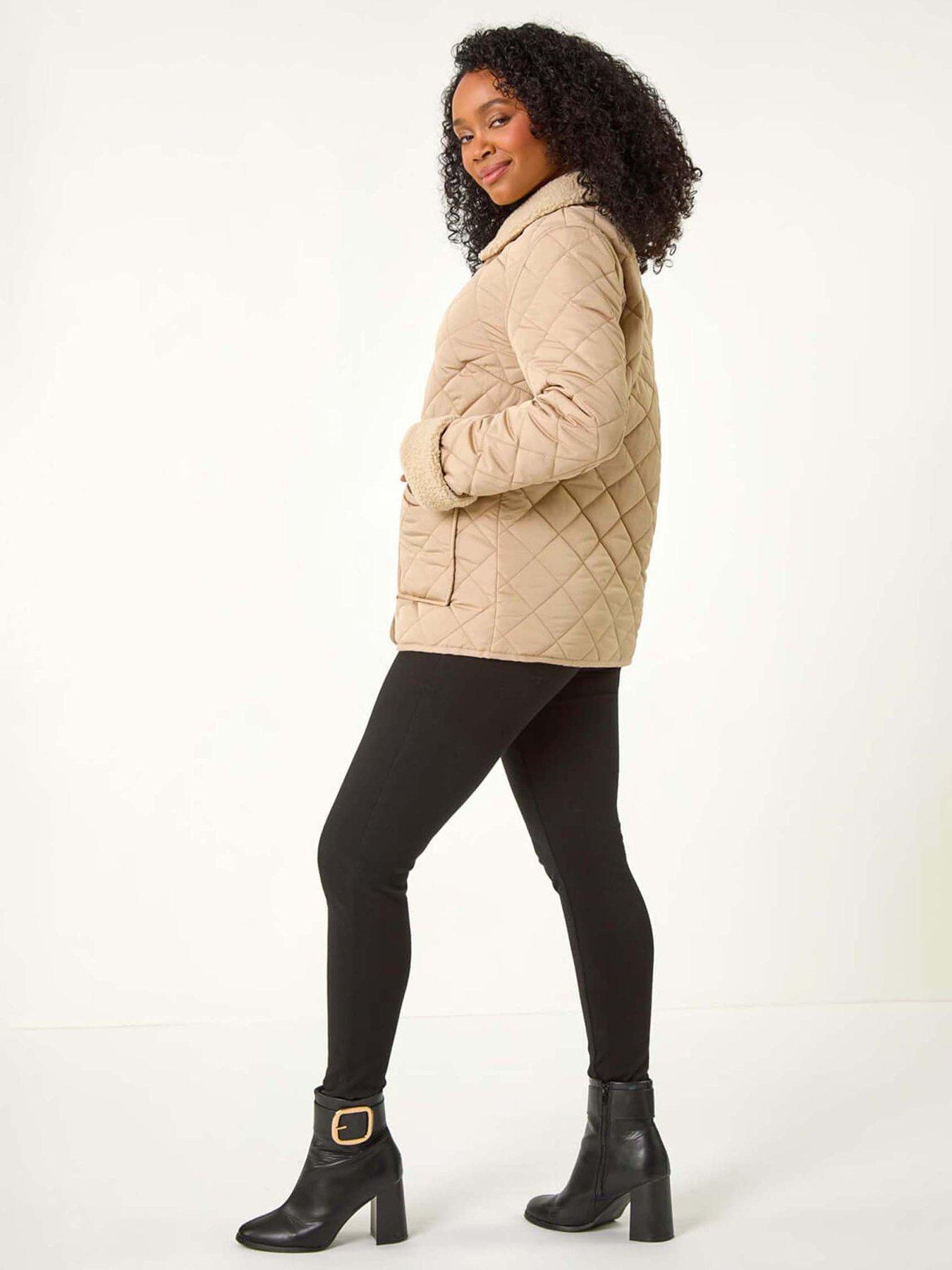 Image 2 of 5 of Roman Petite Borg Contrast Padded Coat - Beige
