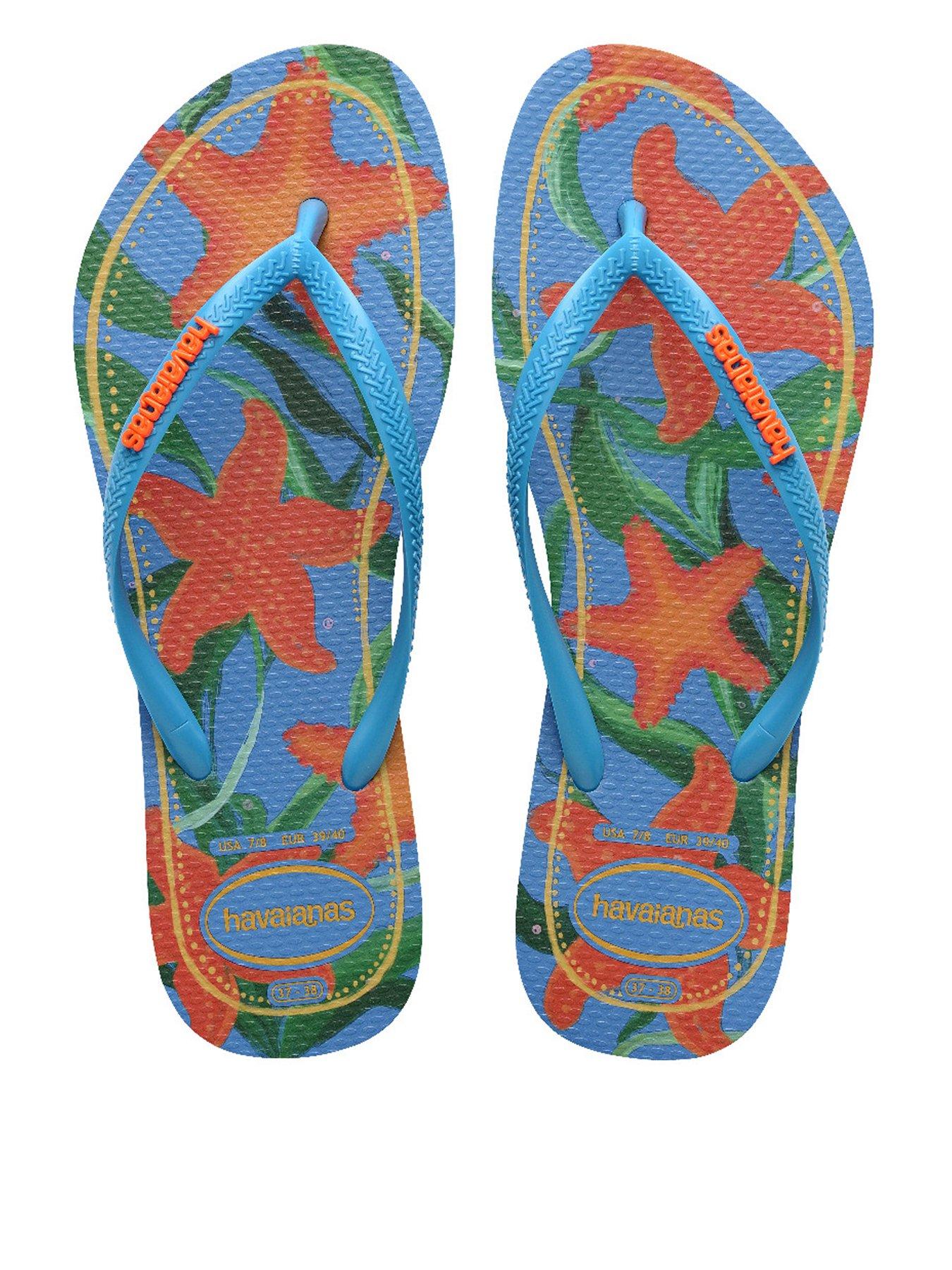 undefined Slim Tropical Flip Flop - Turquoise