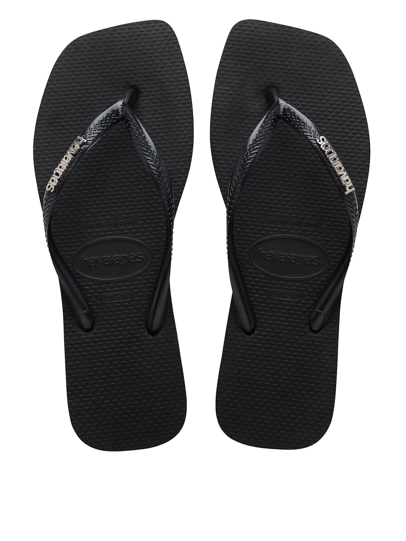 undefined Square Logo Flip Flops - Black