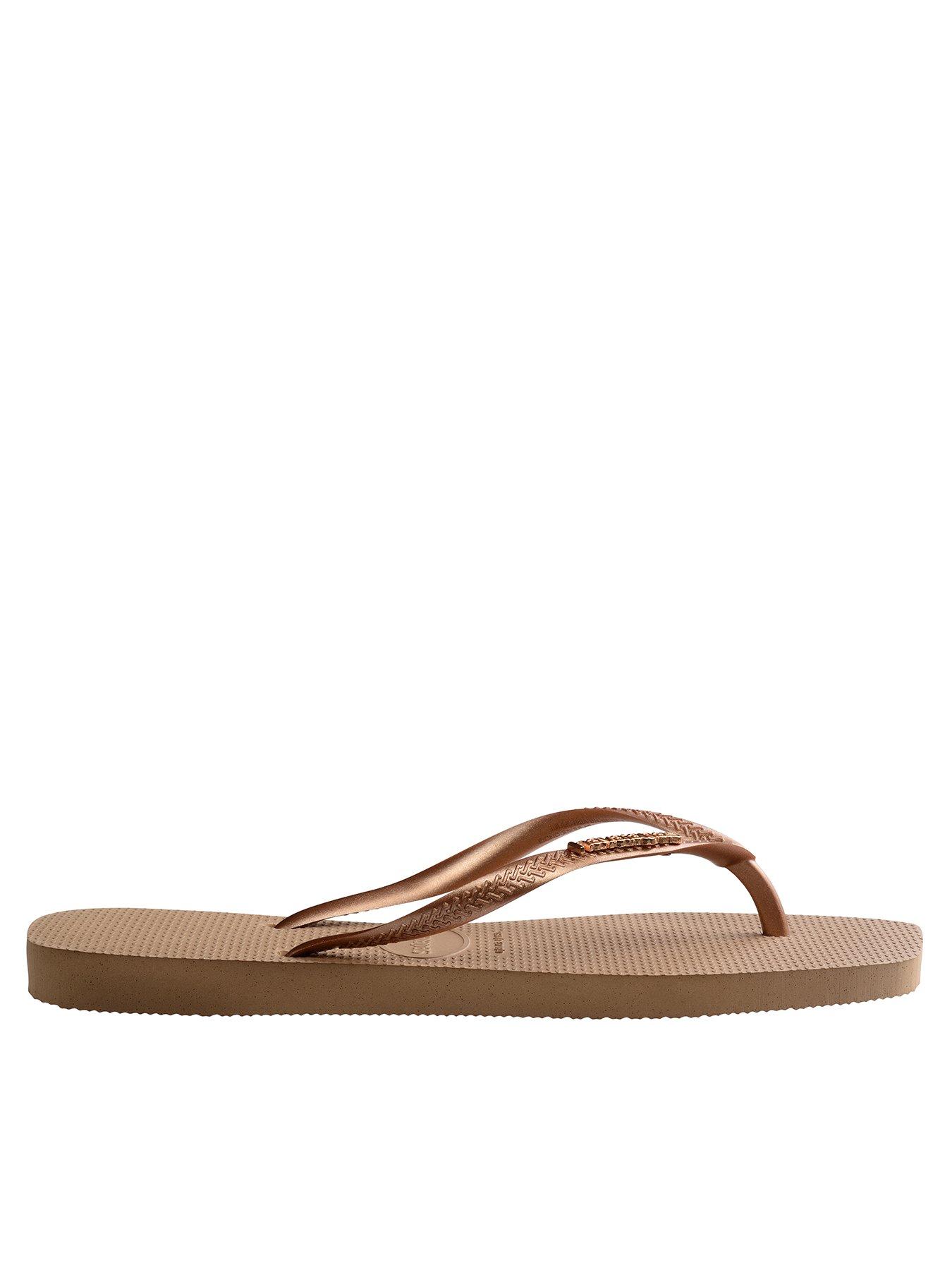 Image 3 of 6 of Havaianas Square Logo Metallic Flip Flops - Rose Gold