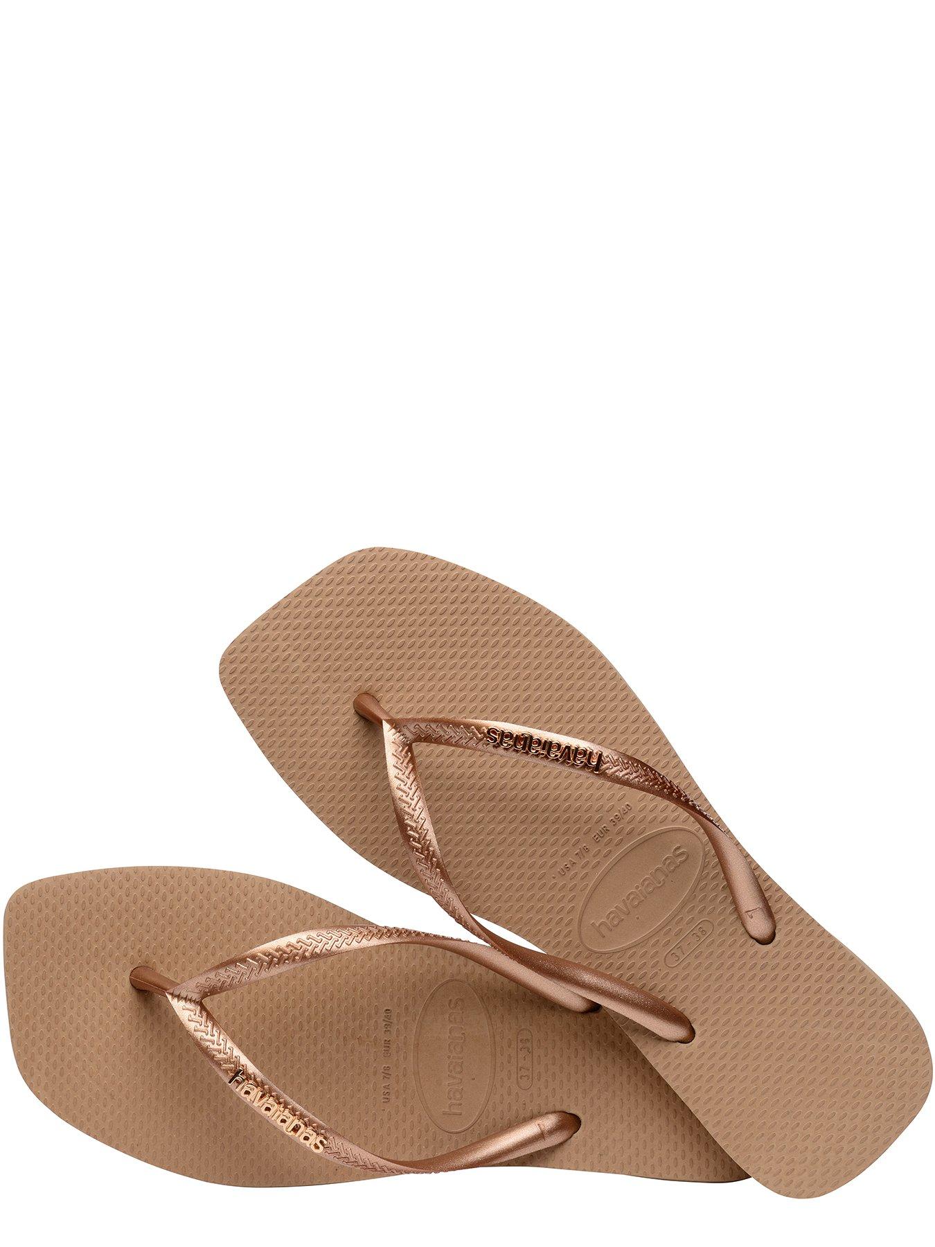 Image 4 of 6 of Havaianas Square Logo Metallic Flip Flops - Rose Gold