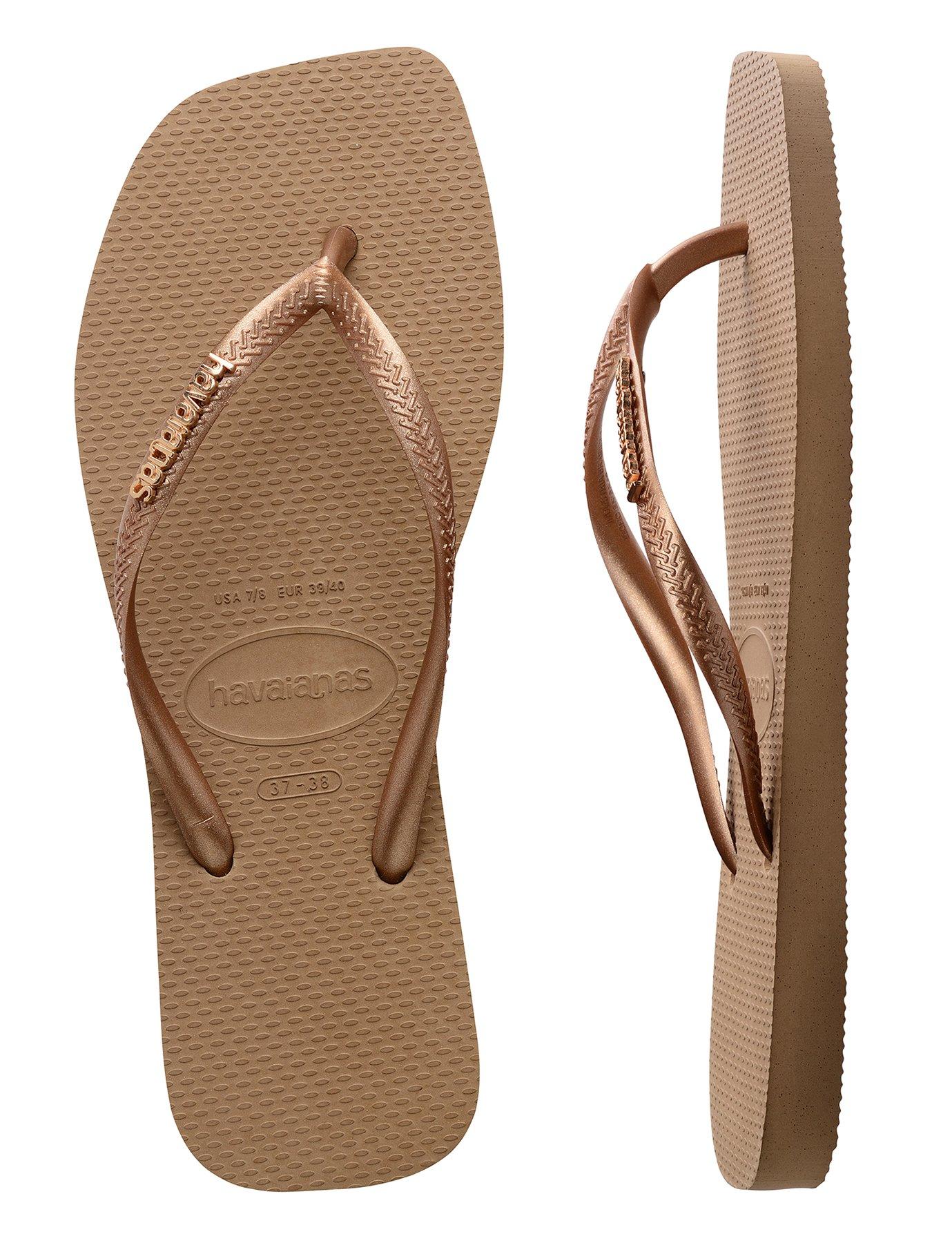 Image 5 of 6 of Havaianas Square Logo Metallic Flip Flops - Rose Gold