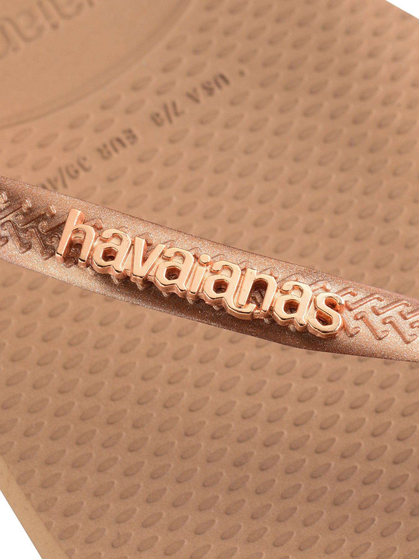 Image 6 of 6 of Havaianas Square Logo Metallic Flip Flops - Rose Gold