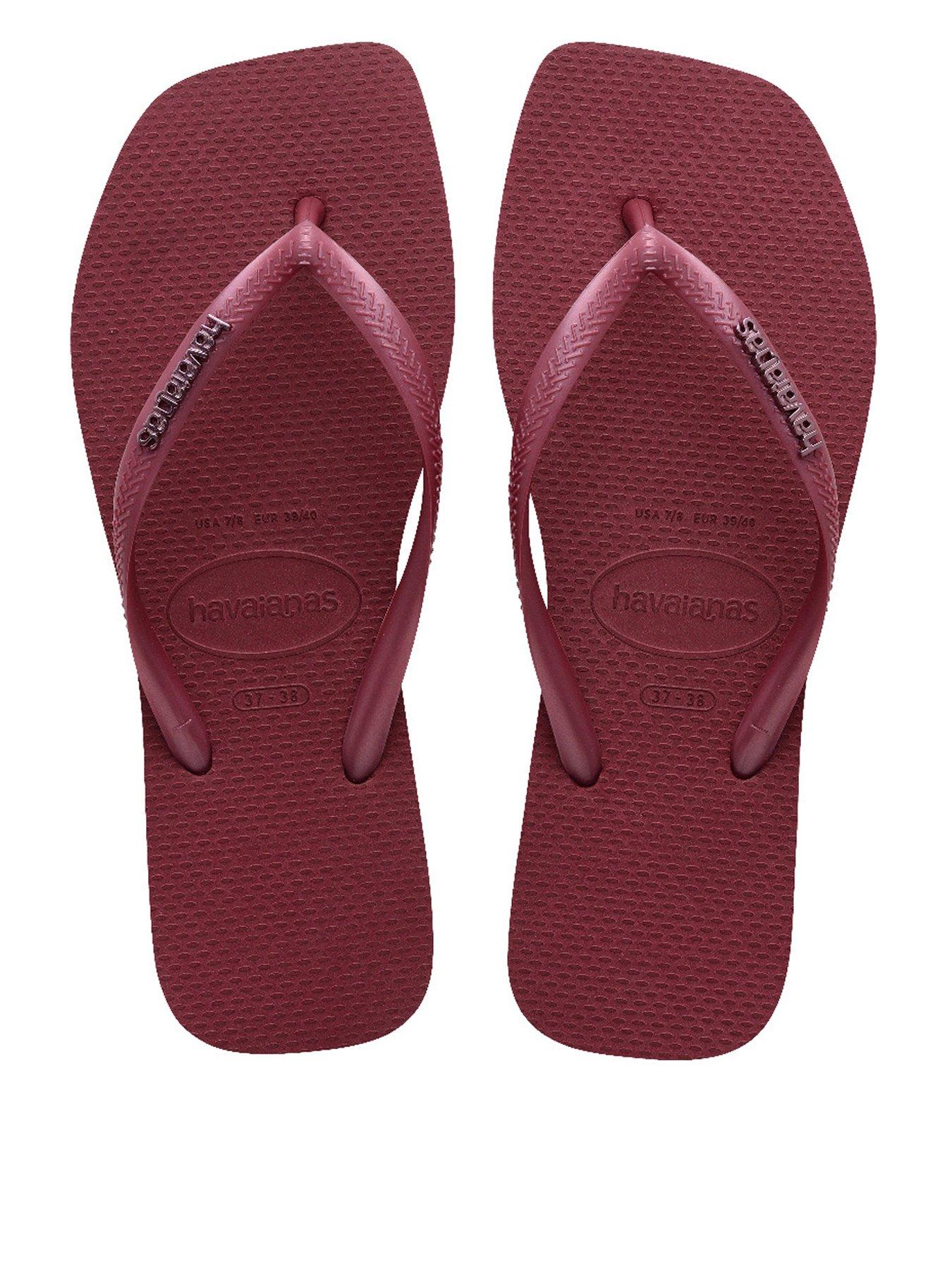 undefined Square Logo Metallic Flip Flop - Burgundy