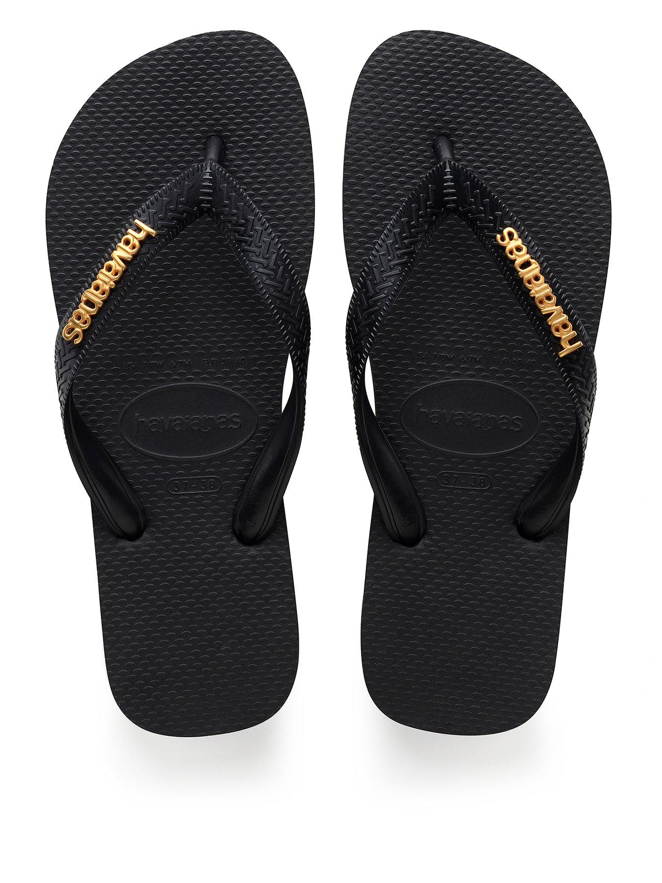Image 1 of 5 of Havaianas Top Logo Metallic Flip Flop - Black