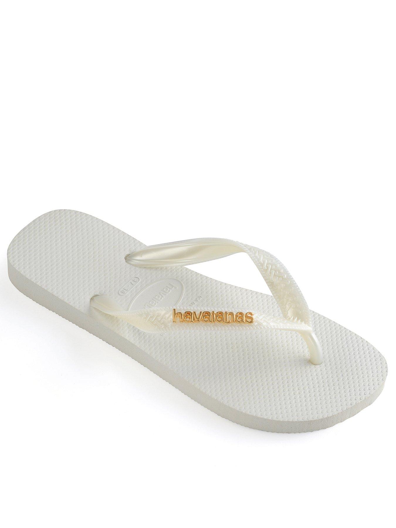 undefined Top Logo Metallic Flip Flop - White