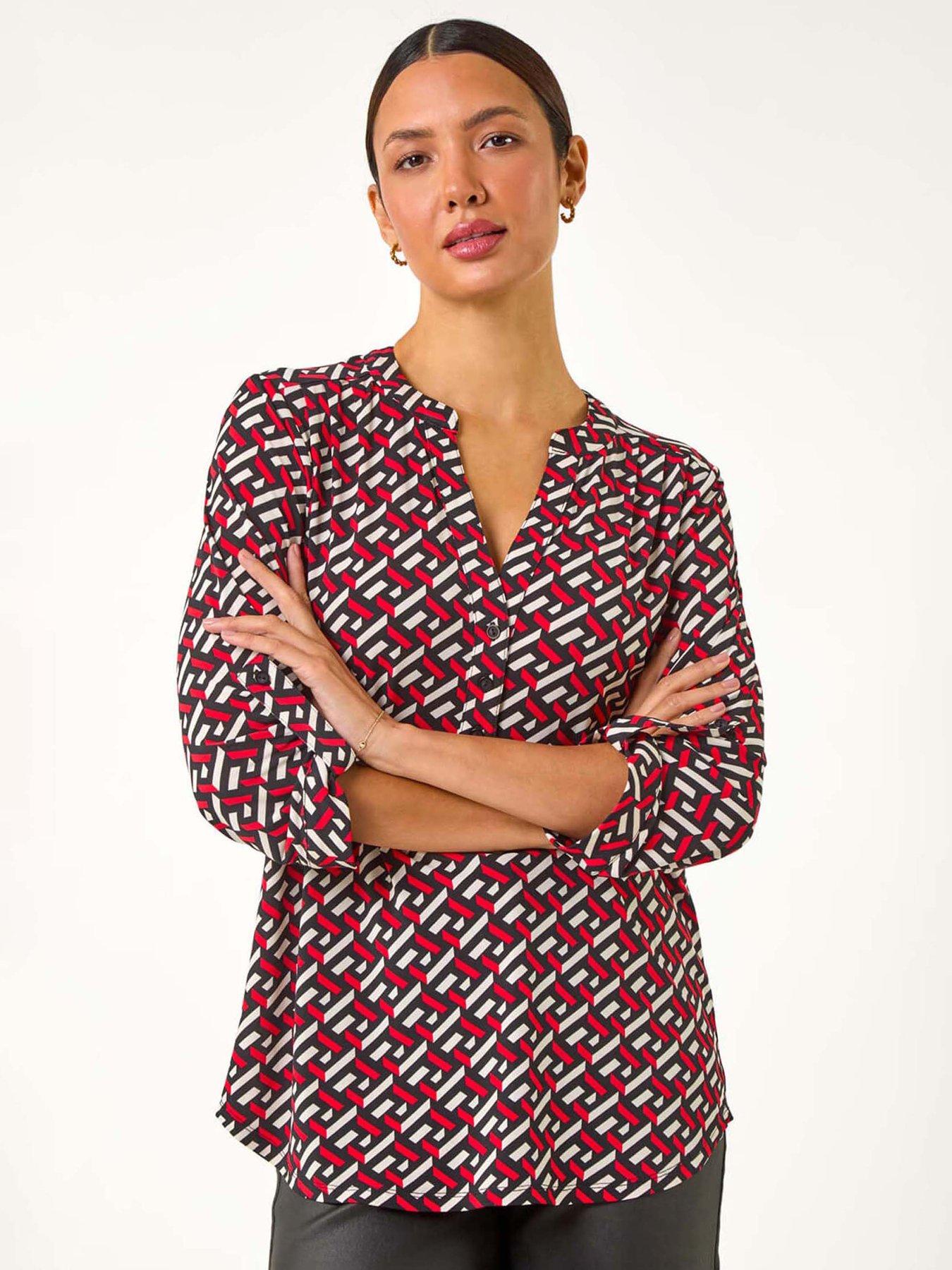 undefined Geometric Print Shirt - Red