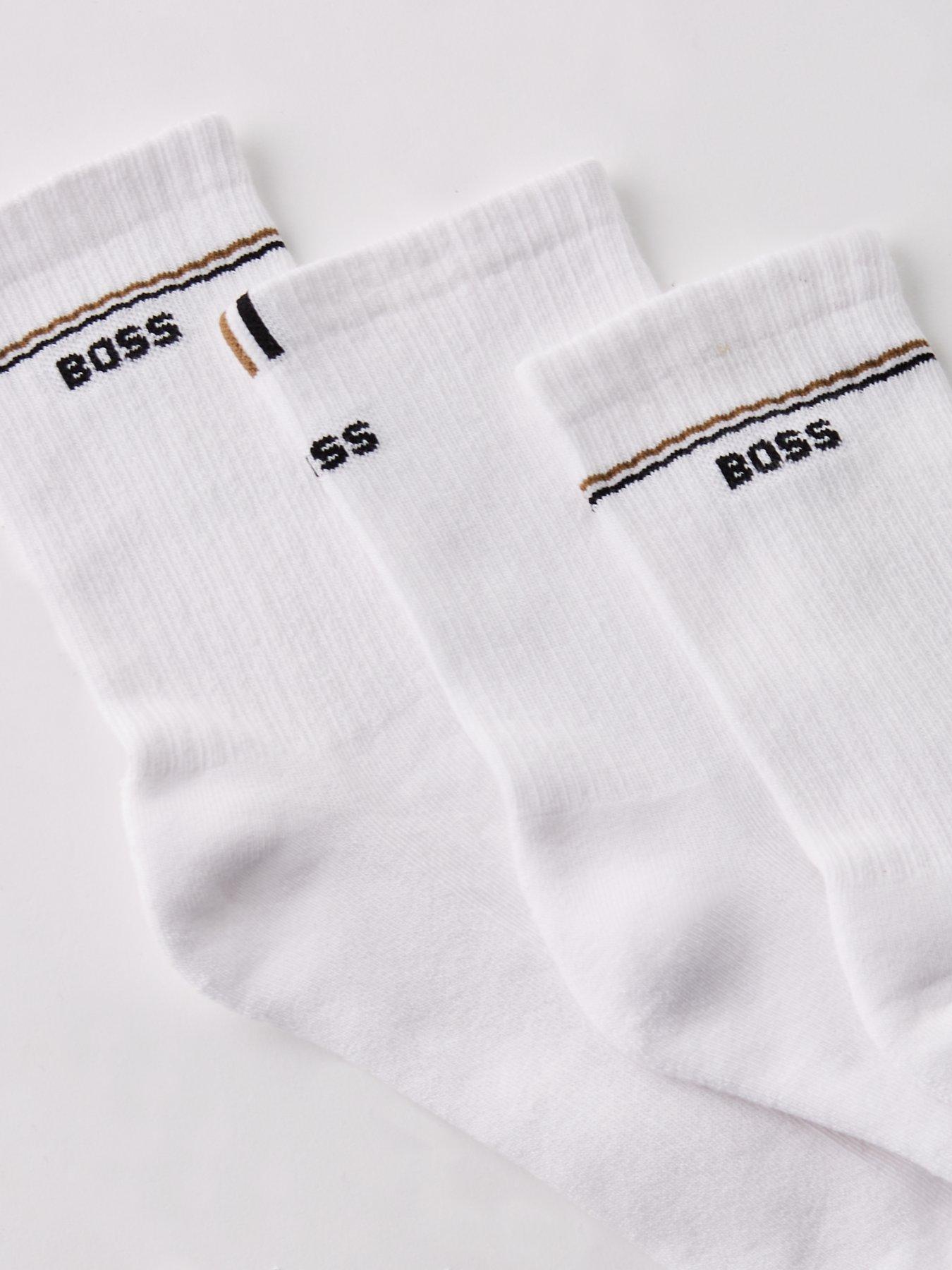 Image 2 of 3 of BOSS 3 Pack Logo Socks - White