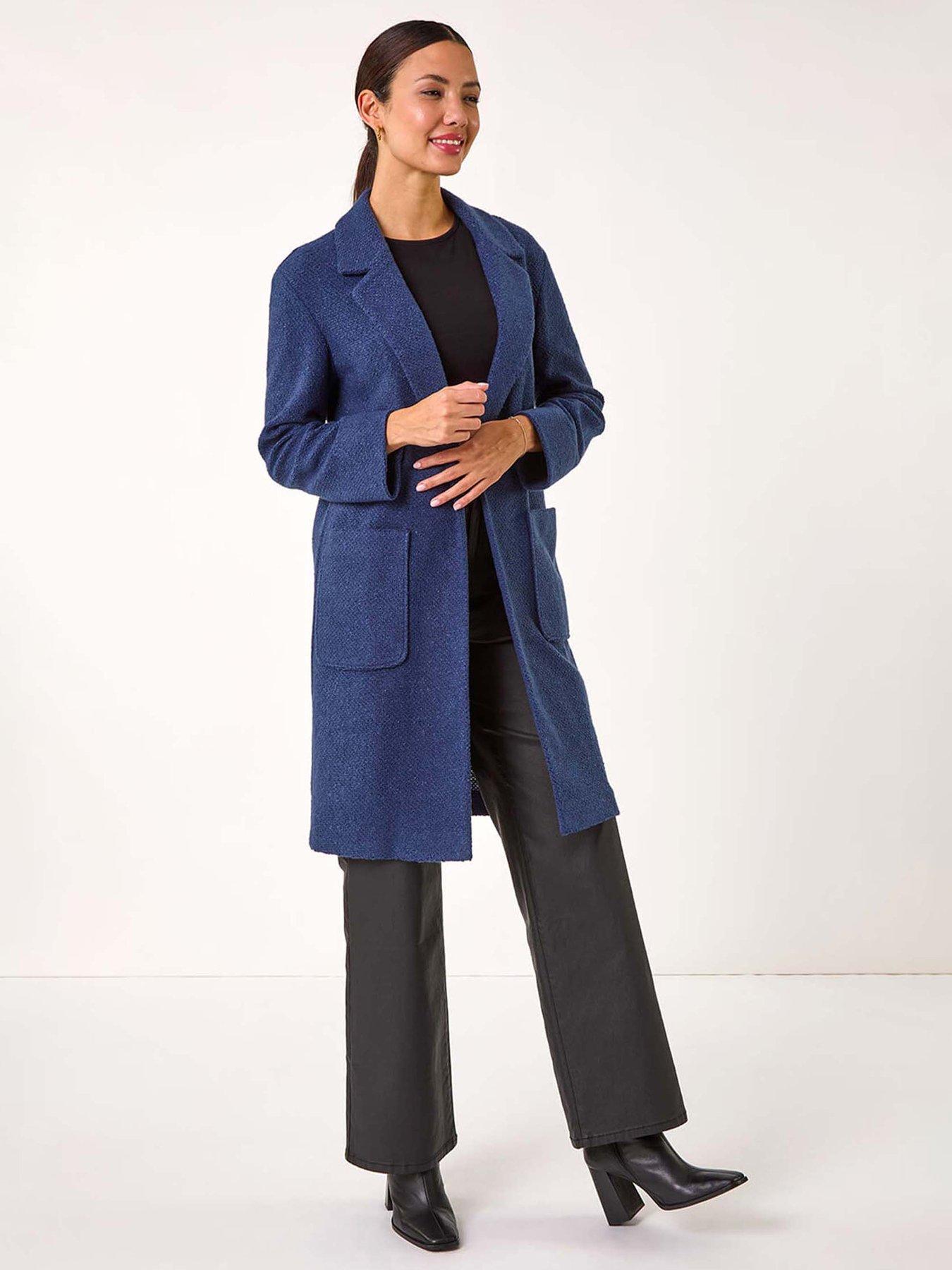 Roman Single Breasted Longline Coatigan - Navy