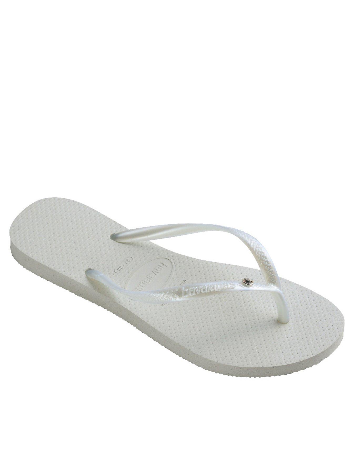 undefined Slim Crystal Flip Flop - White