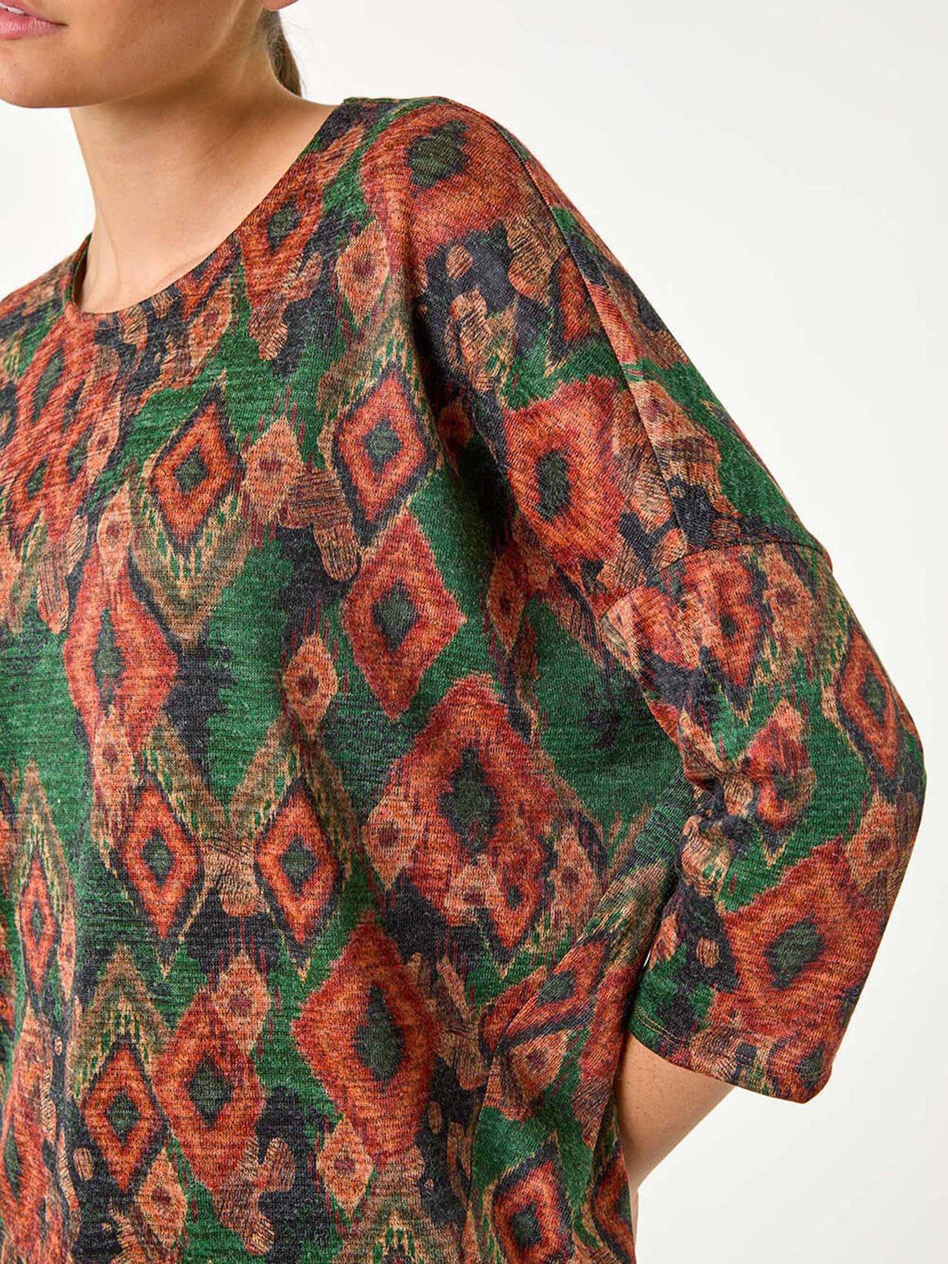 Roman Abstract Aztec Print Top - Green | Very