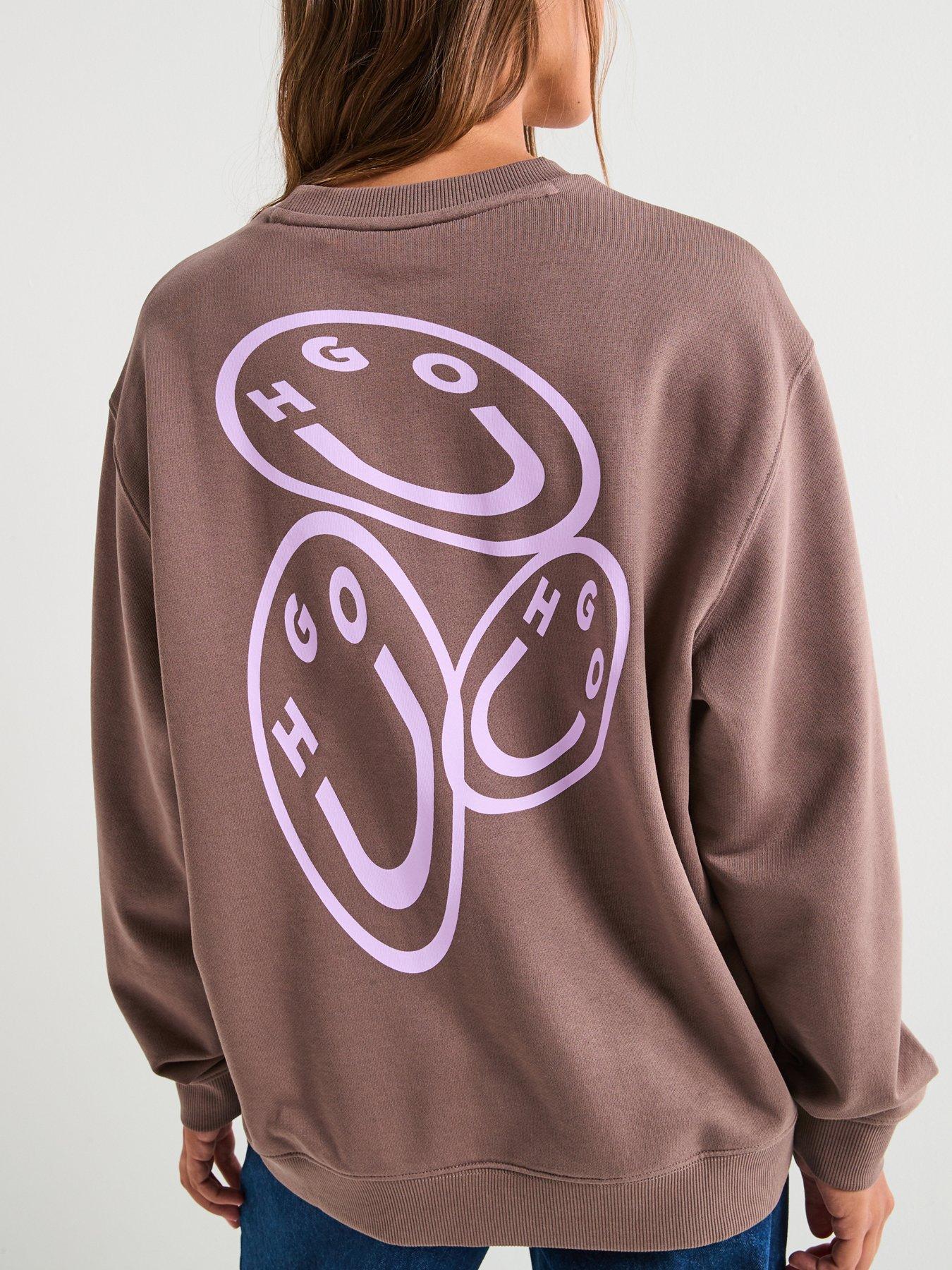 HUGO Oversized Crew Neck Sweatshirt - Brown