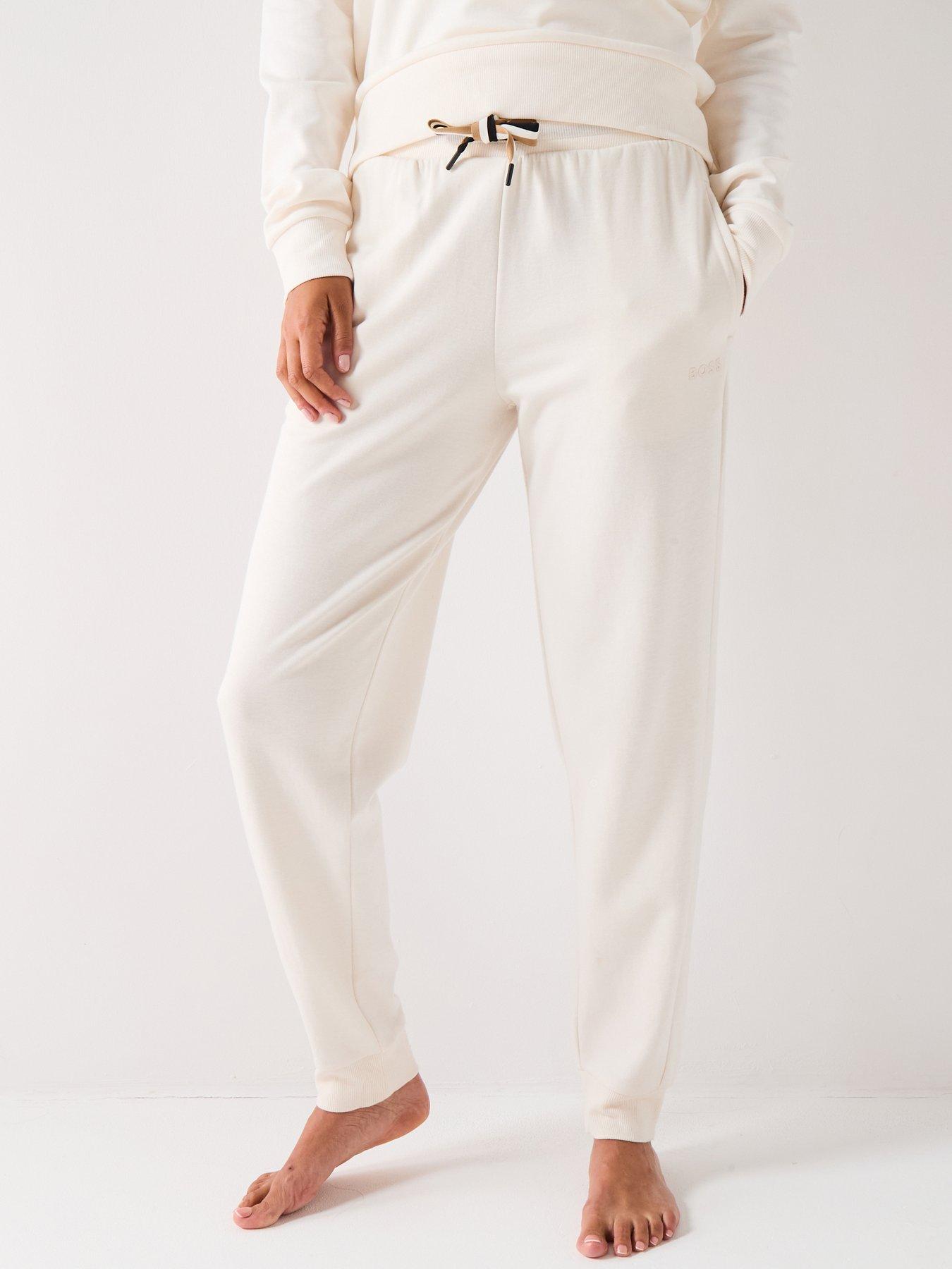 undefined Cuffed Tracksuit Bottoms With Signature Stripe Drawcord - Cream