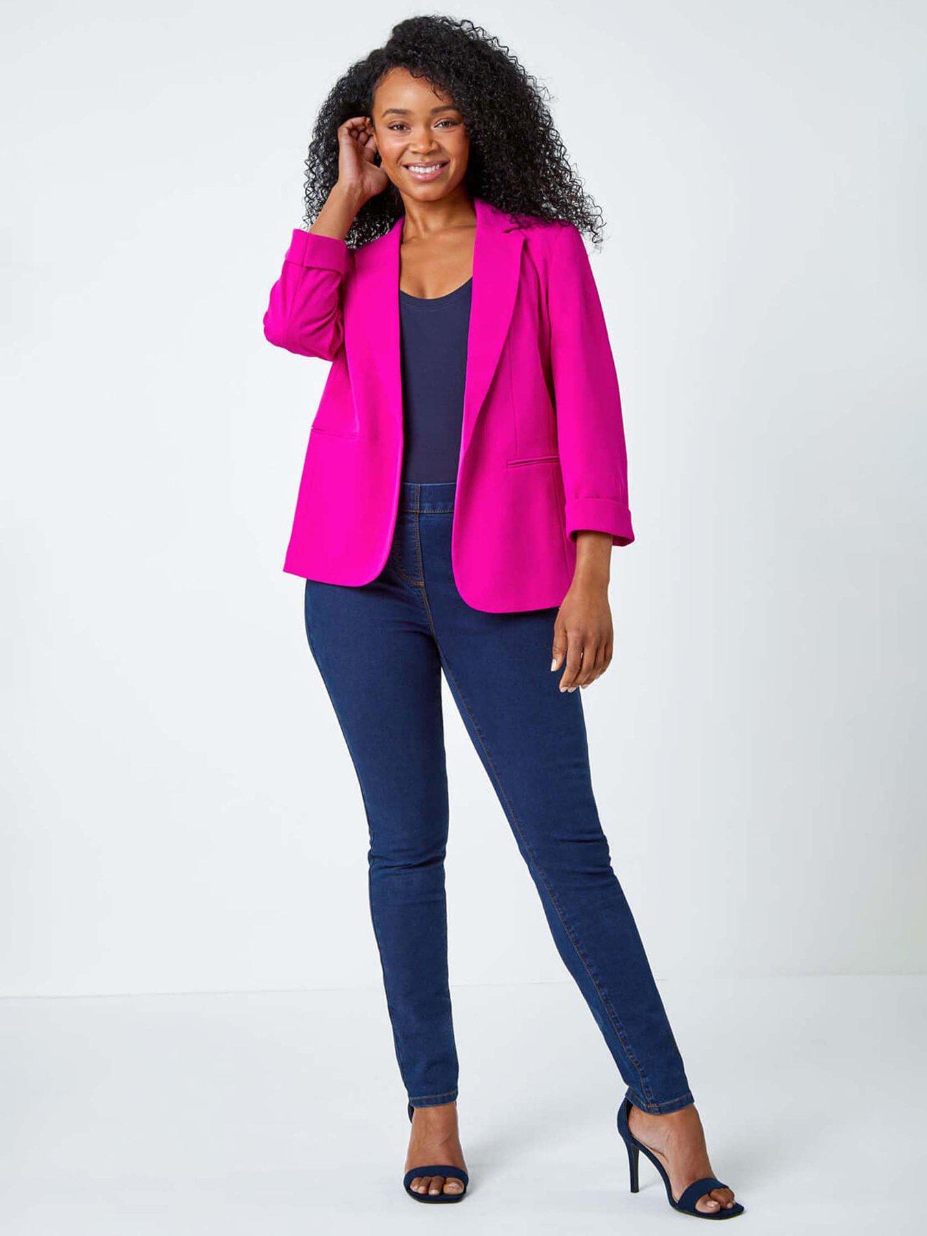 Image 4 of 5 of Roman Petite Classic Stretch Blazer - Pink