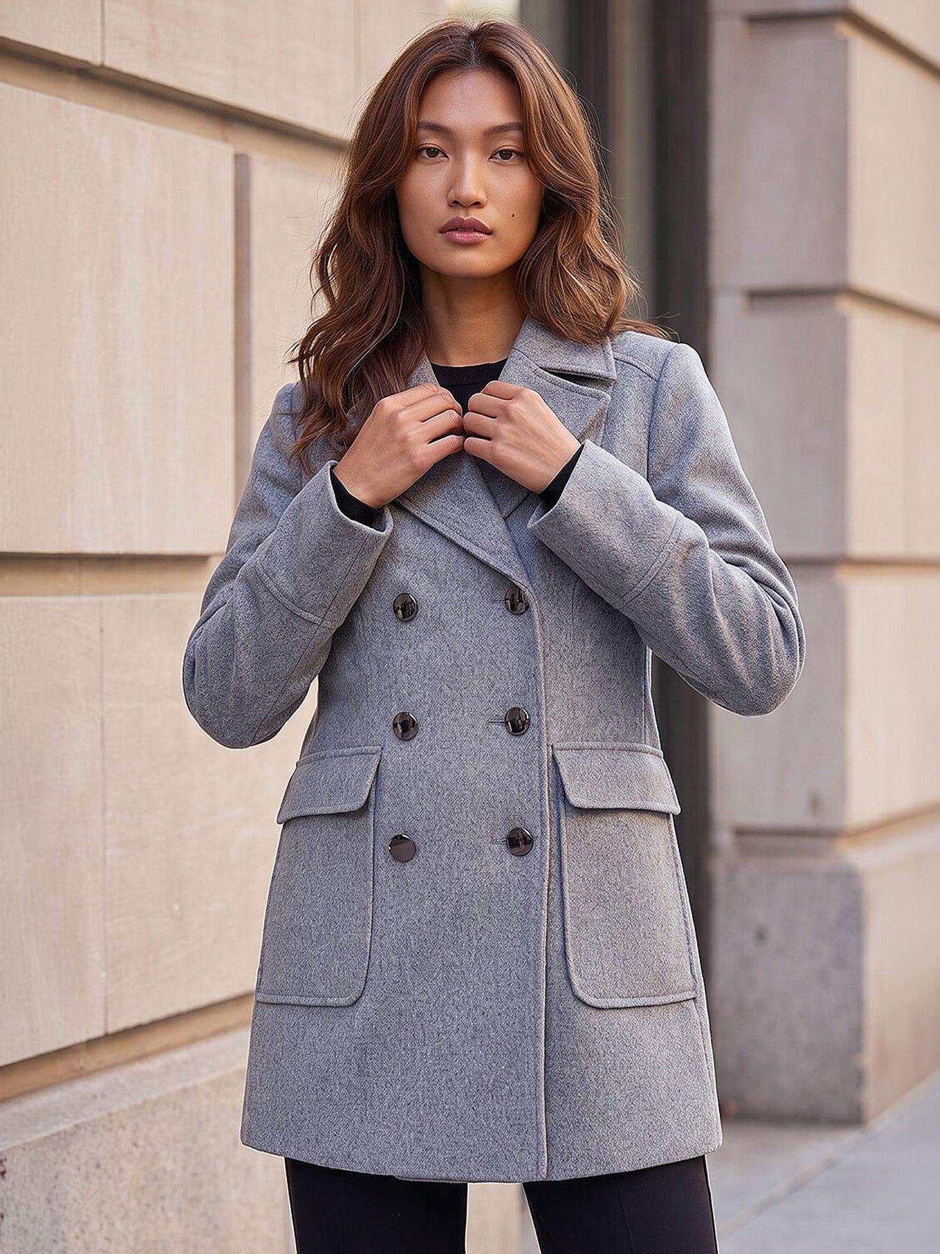 Roman Women's Charcoal Double Breasted Longline Coat In | : Size 18 - Image 2