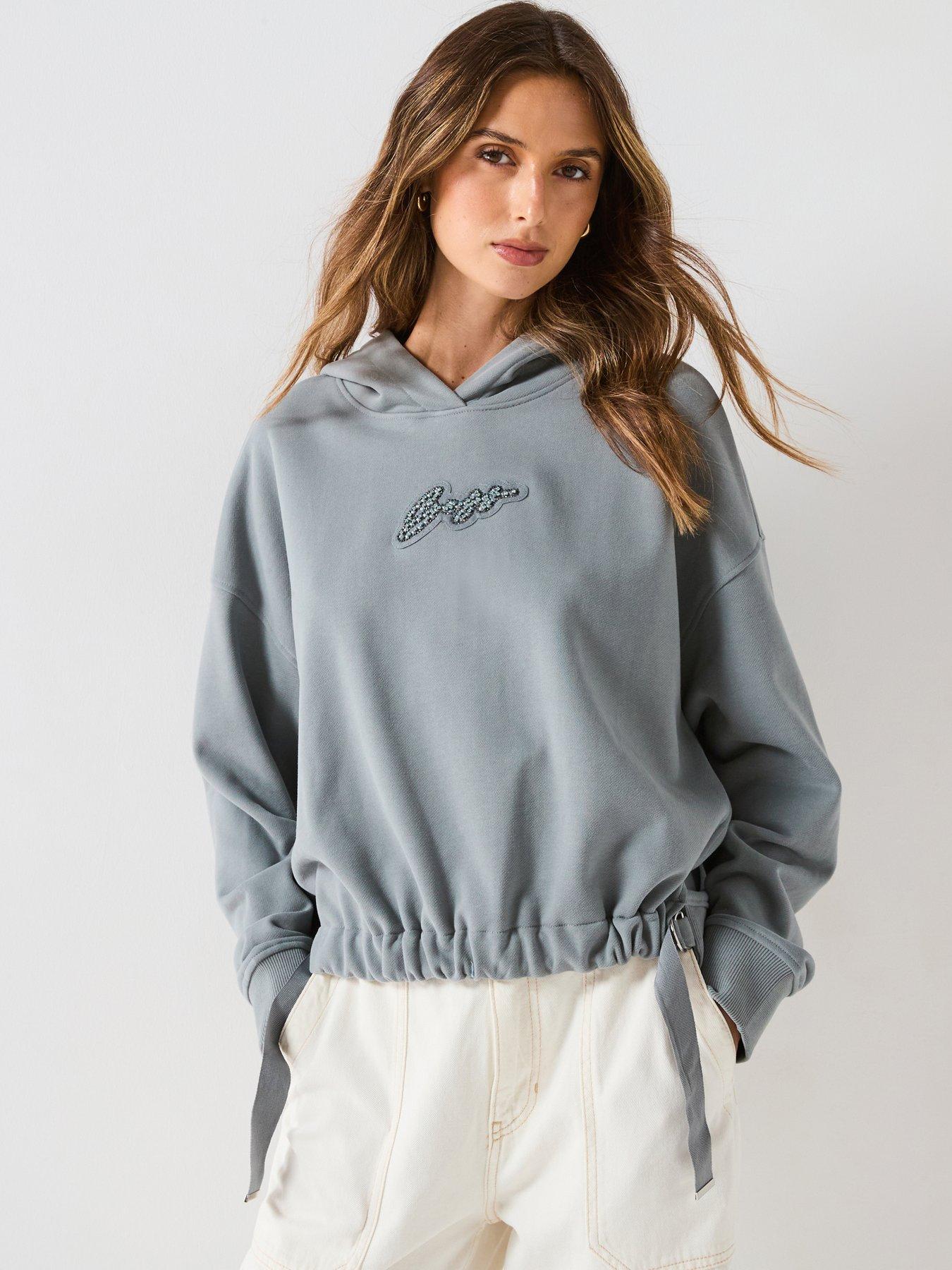 Image 1 of 6 of BOSS Embellished Logo Hoodie - Dark Blue