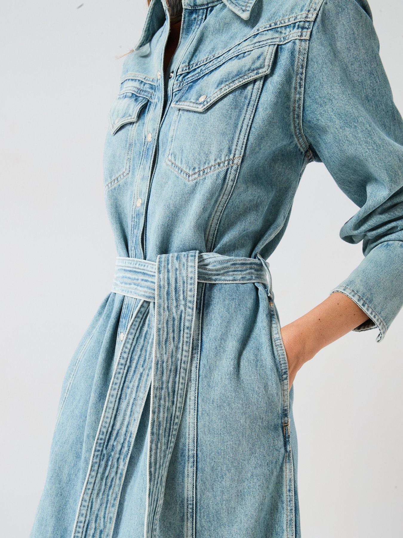 BOSS Long Sleeve Denim Dress - Dark Blue | Very