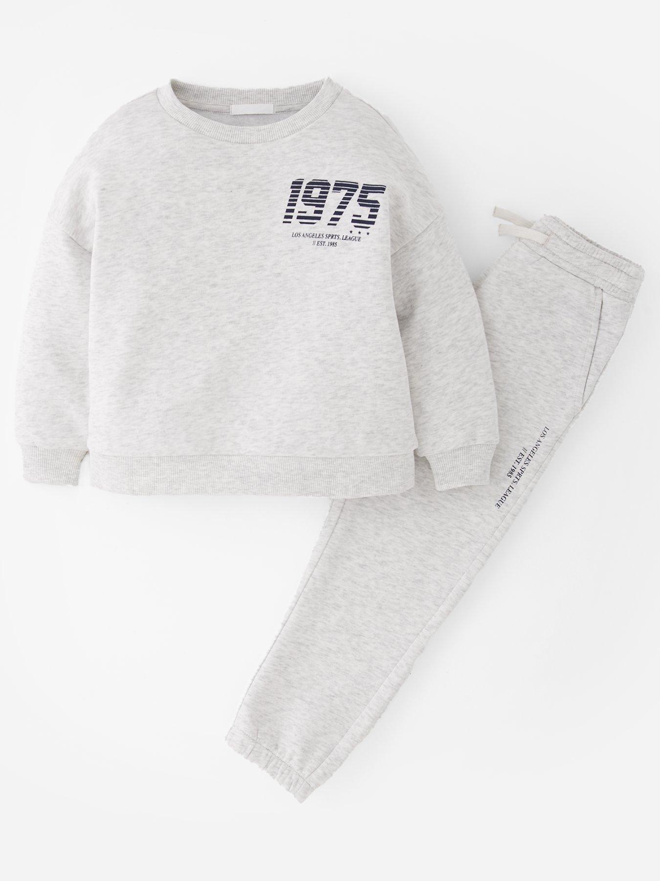 The Very Collection Boys Sporty Logo Sweatshirt And Jogger Set - Grey