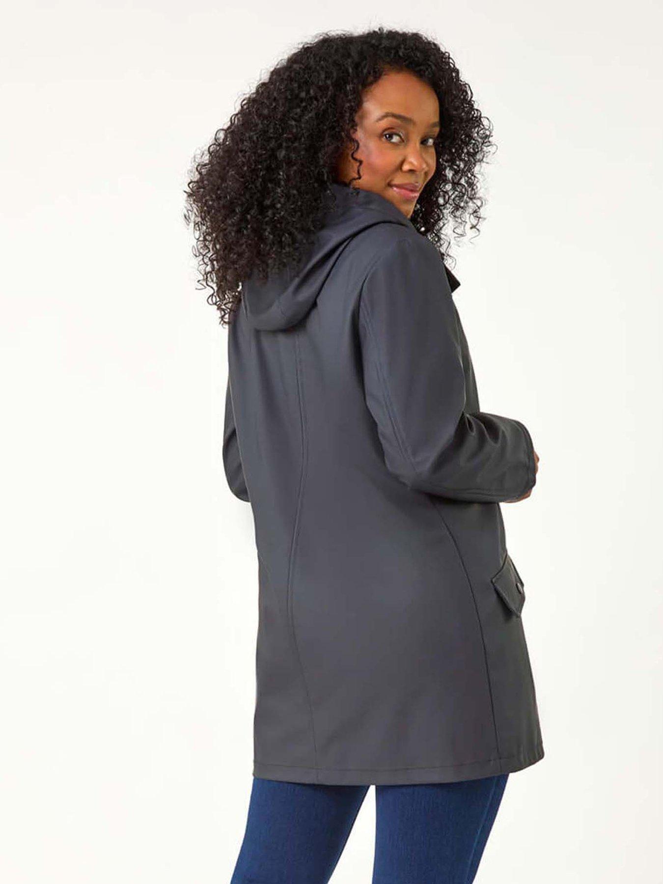 Roman Petite Hooded Zip & Pocket Raincoat - Navy | Very