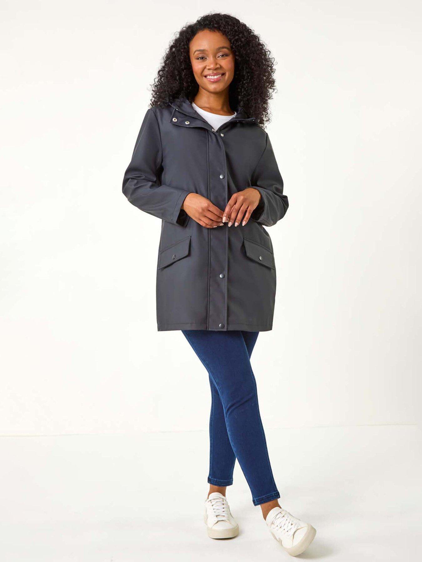 Roman Petite Hooded Zip & Pocket Raincoat - Navy | Very