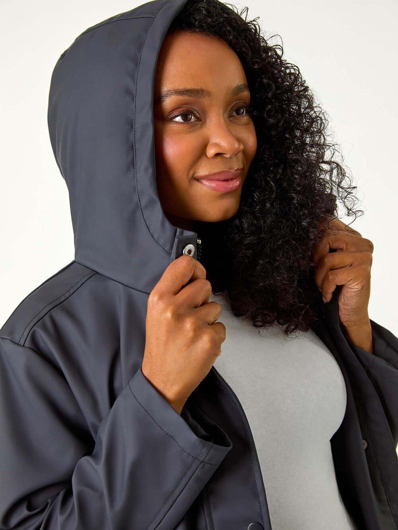 Roman Petite Hooded Zip & Pocket Raincoat - Navy | Very