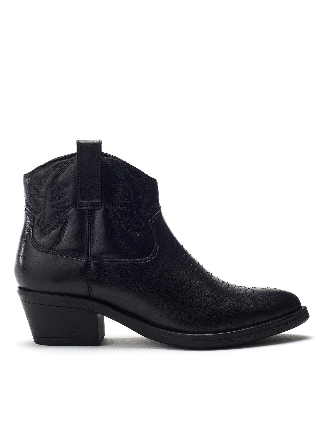 Moda In Pelle Bracknell Leather Western Boots - Black