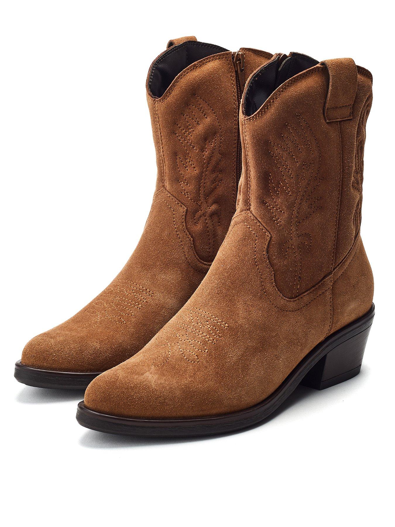 Image 2 of 4 of Moda In Pelle Bletchley Suede Western Boots - Tan