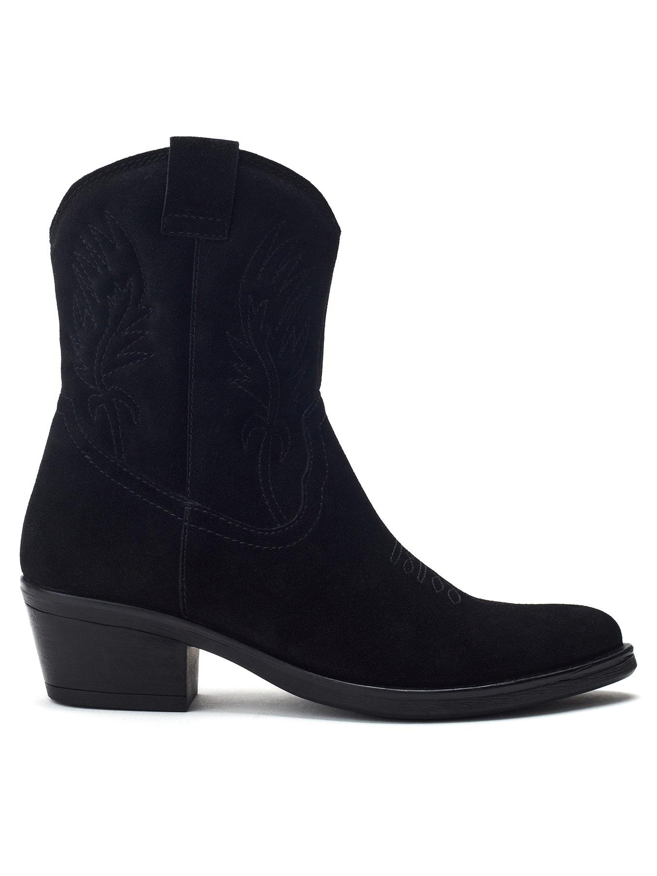 Moda In Pelle Bletchley Suede Western Boots - Black