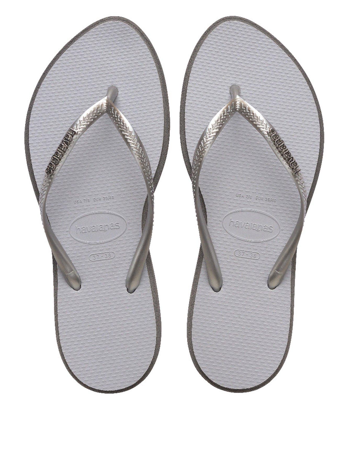 Havaianas Slim Point Flip Flops, Grey, Size 6-7, Women