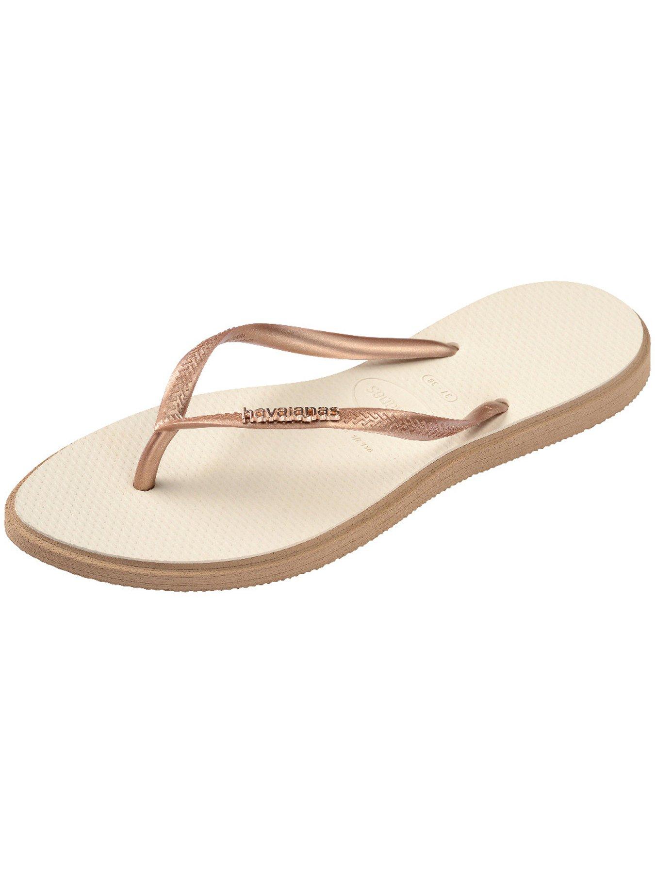 Havaianas Women's Slim Hardware Spider Flip Flops | Rose Gold Rubber Sandals | Size 35/36
